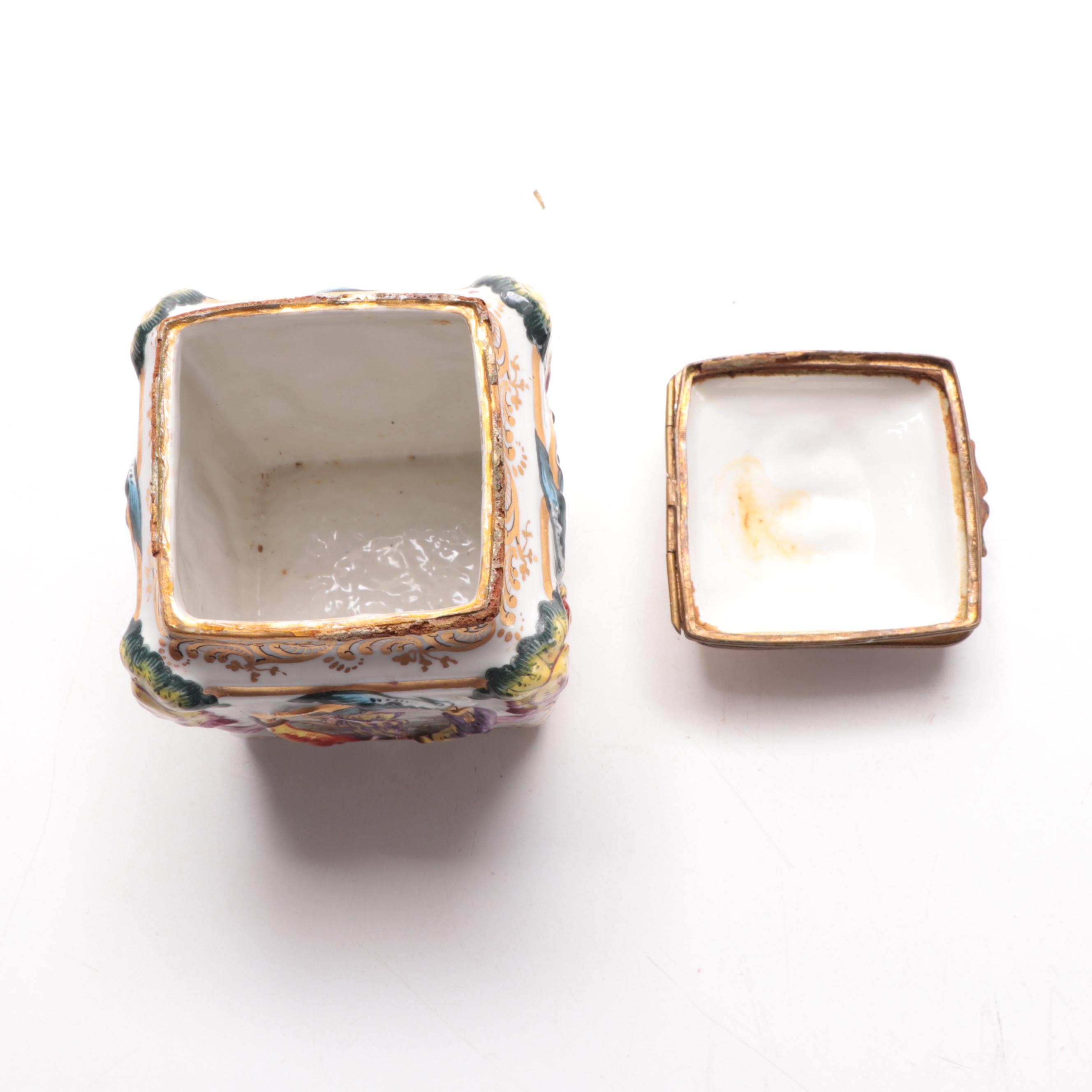 Carl Theime Capodimonte Style Porcelain Dresser Box, Late 19th/ Early 20th C.