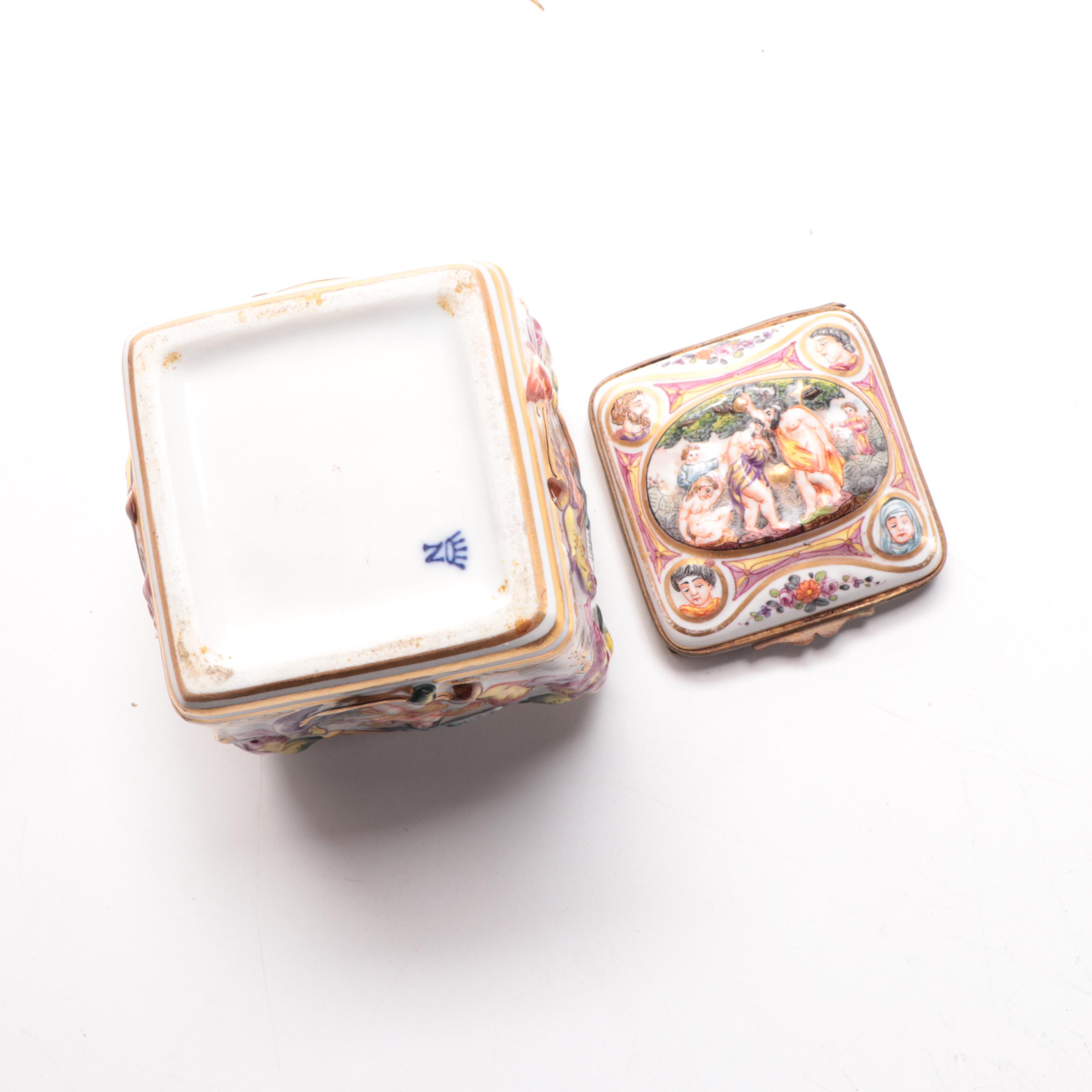 Carl Theime Capodimonte Style Porcelain Dresser Box, Late 19th/ Early 20th C.