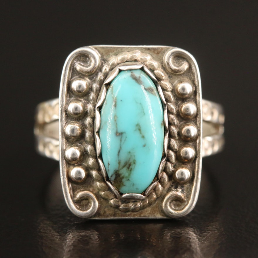 Western Sterling Turquoise Ring