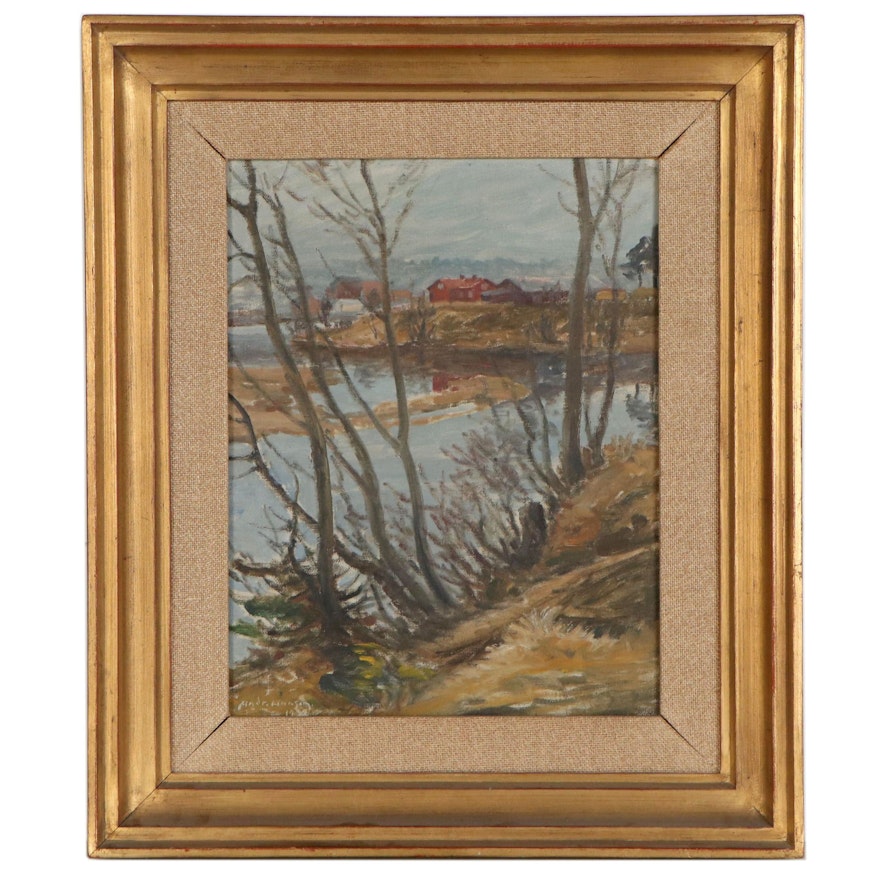 Oil Painting of Overcast Landscape, 1932