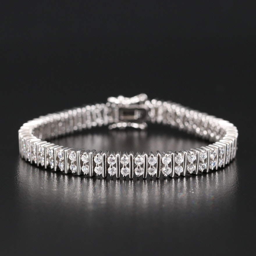 Sterling Cubic Zirconia Double Row Bracelet