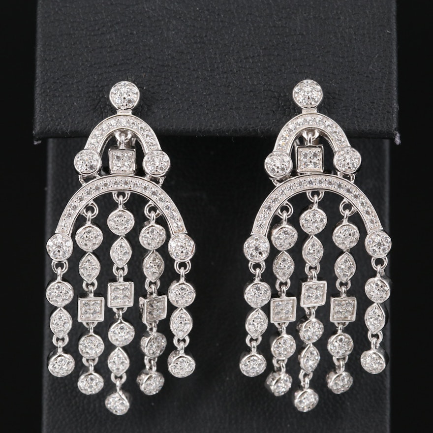 Sterling Silver Cubic Zirconia Chandelier Earrings