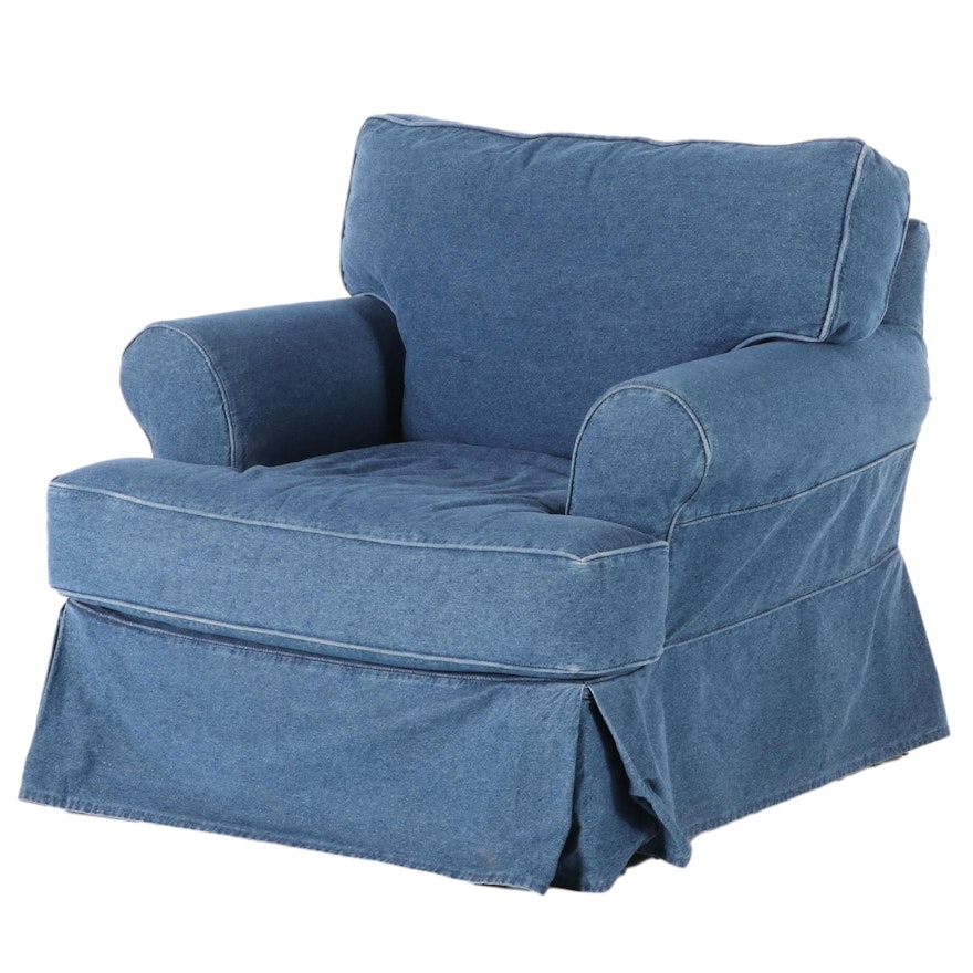 Lee Industries Inc. Denim-Slipcovered Easy Armchair