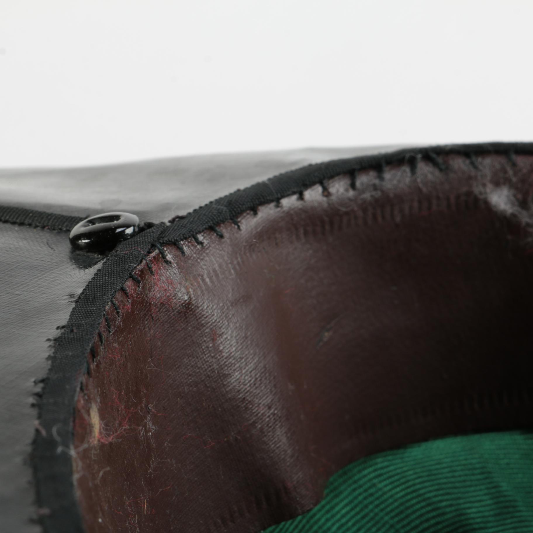 Spanish Civil Guard Black Varnish Tricorn Hat, Vintage