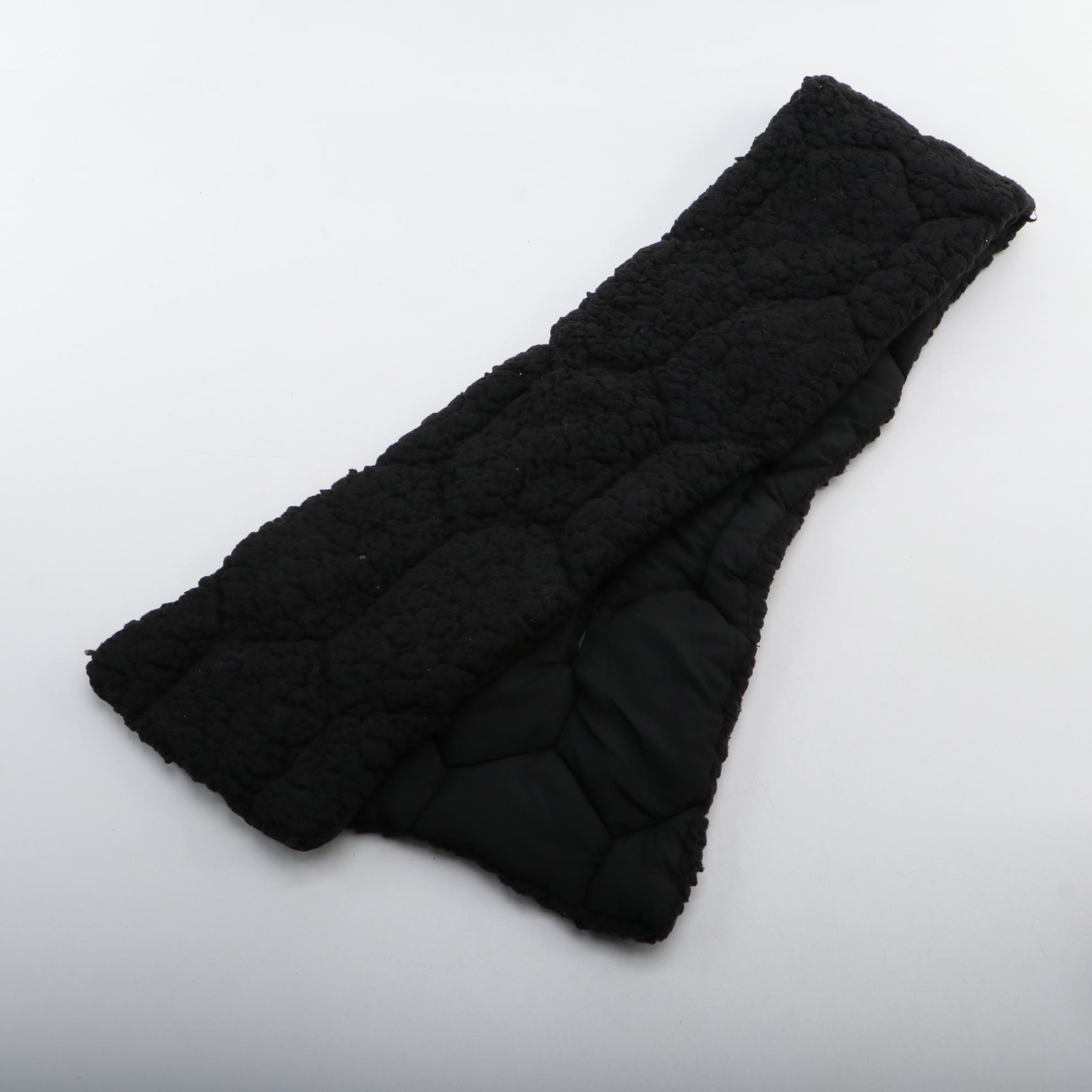 UGG Grafiti Gloves, Black Ear Warmers, and Blush Beanie with INC Black Scarf