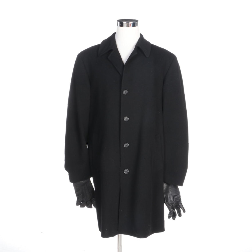 Men's Lauren Ralph Lauren Wool Cashmere Overcoat and Gates Leather Gloves