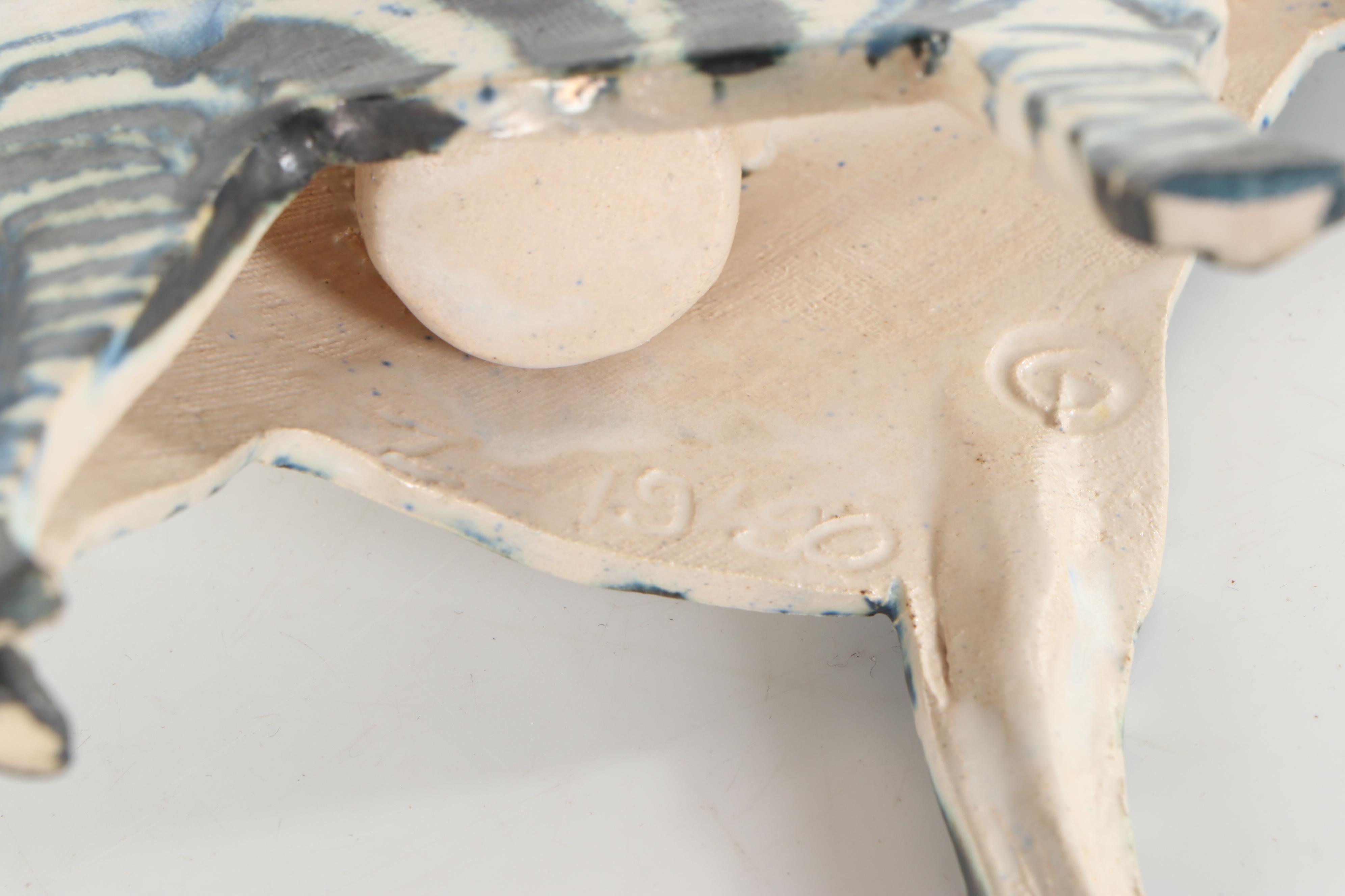 Gail Paradise Glazed Ceramic "Zebra Candlestick," 1990