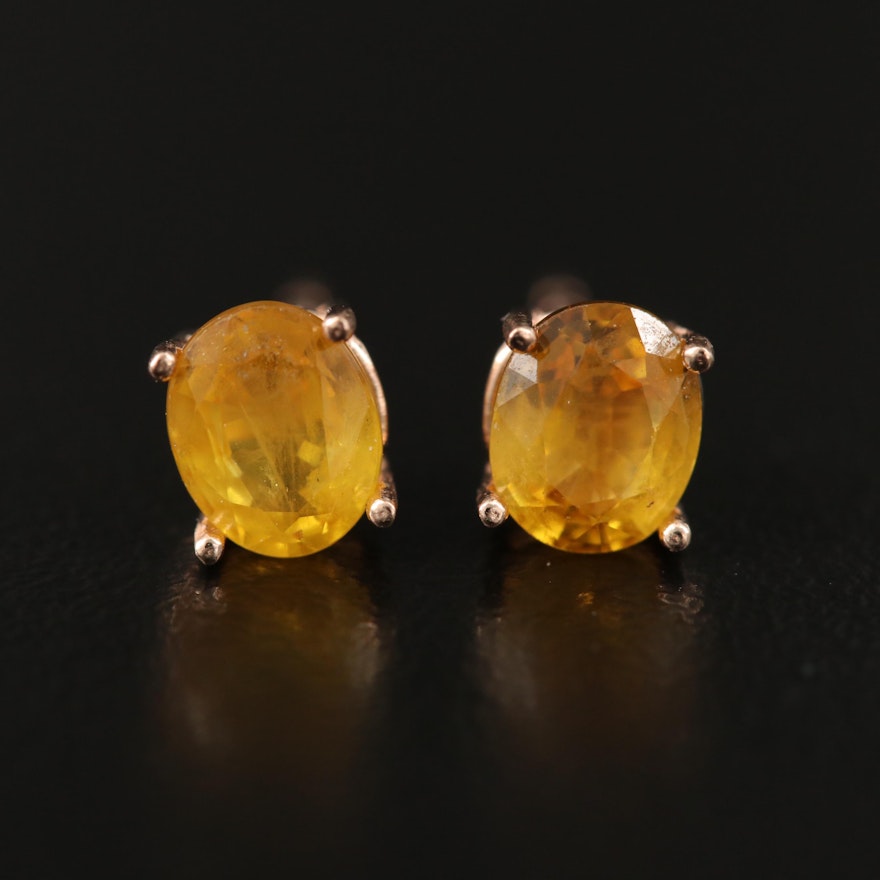 14K Yellow Sapphire Solitaire Earrings