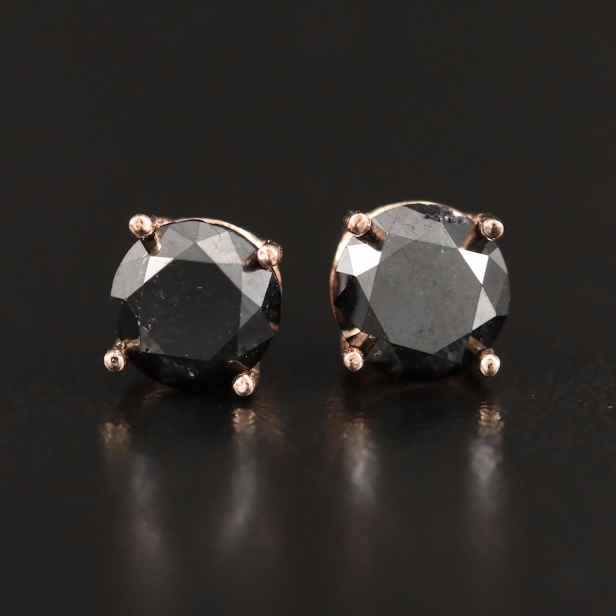 14K 1.46 CTW Black Diamond Stud Earrings