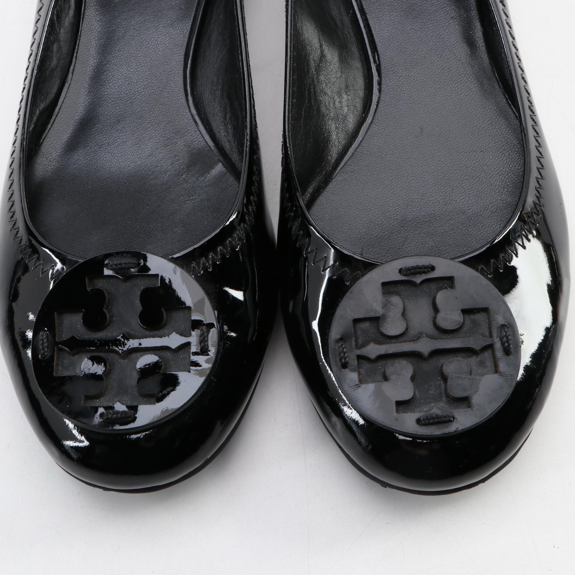 Tory Burch Black Patent Leather Flats with Jessica Simpson Black Heeled Boots