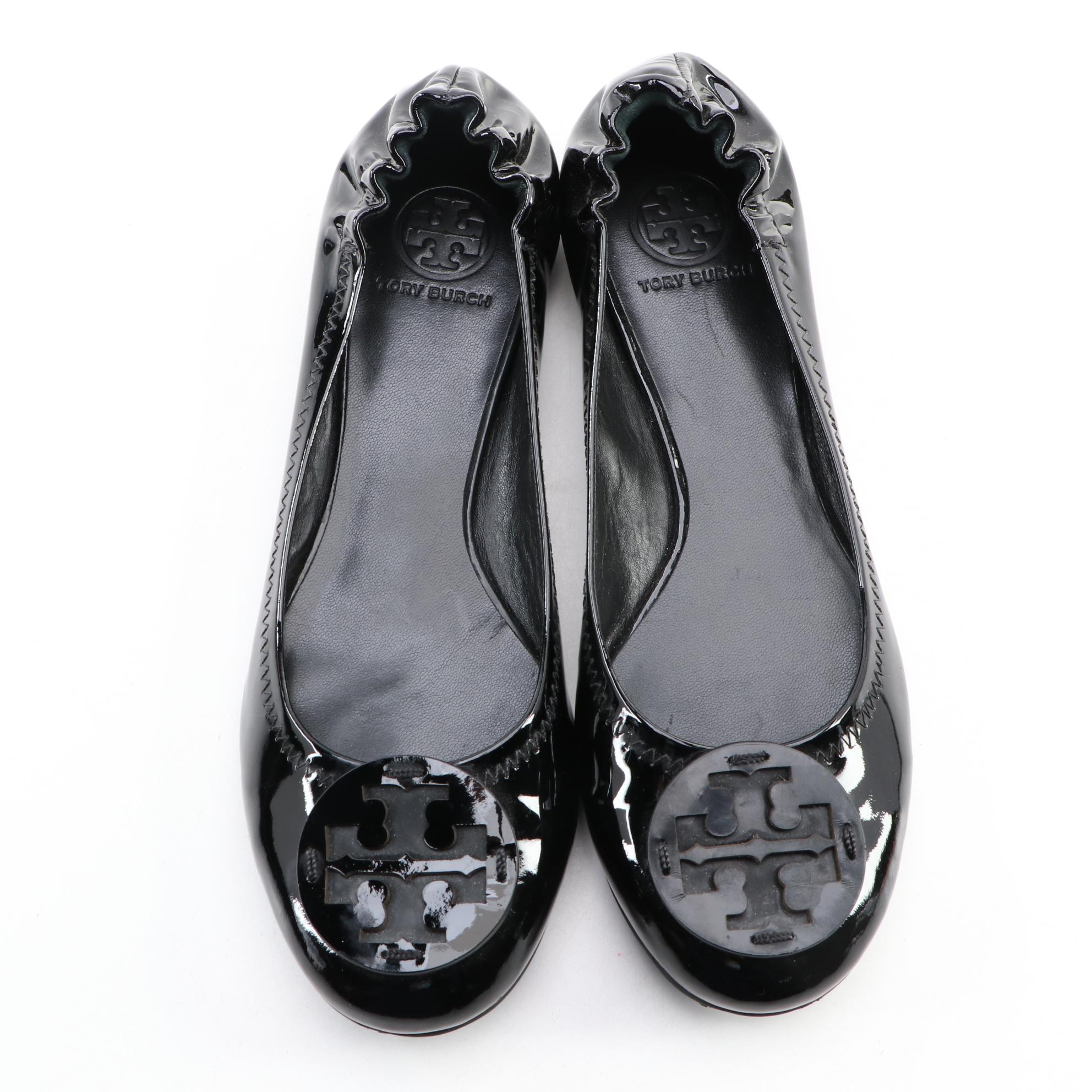 Tory Burch Black Patent Leather Flats with Jessica Simpson Black Heeled Boots