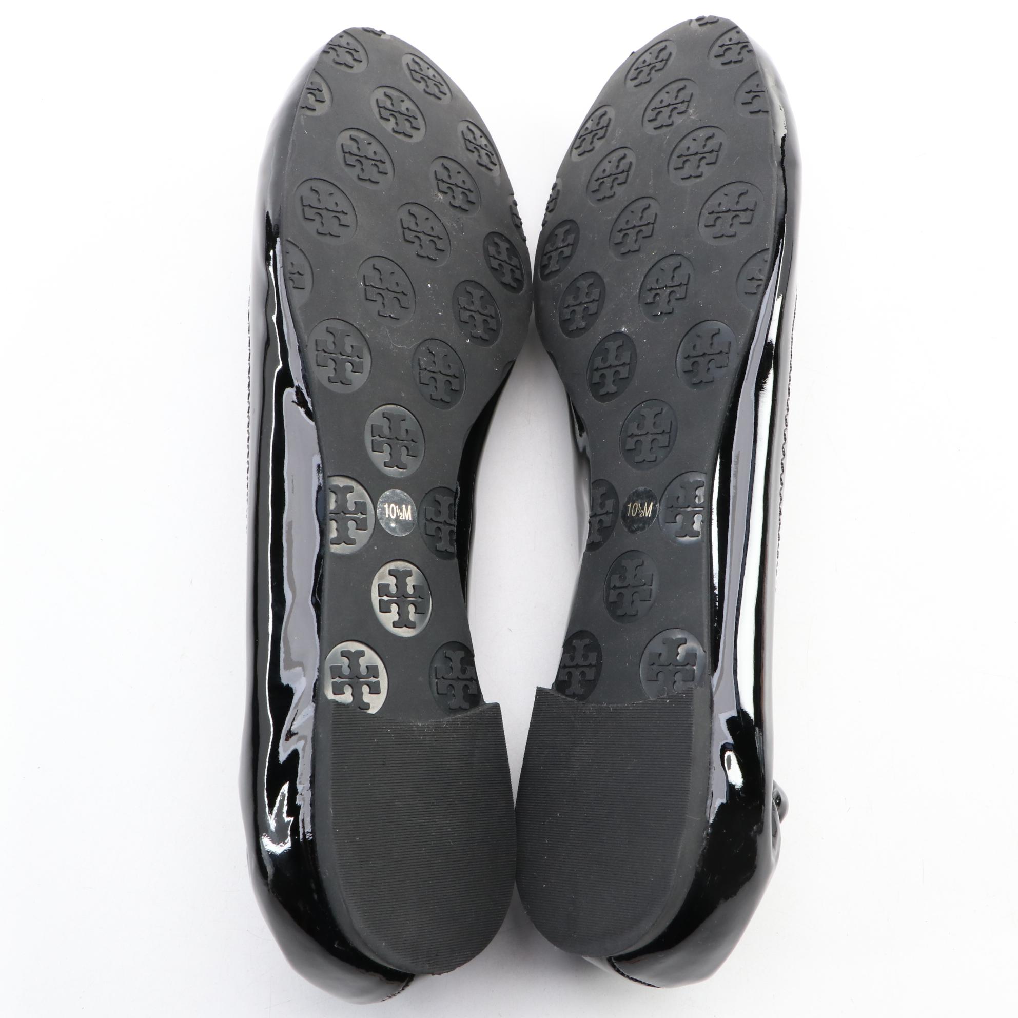 Tory Burch Black Patent Leather Flats with Jessica Simpson Black Heeled Boots