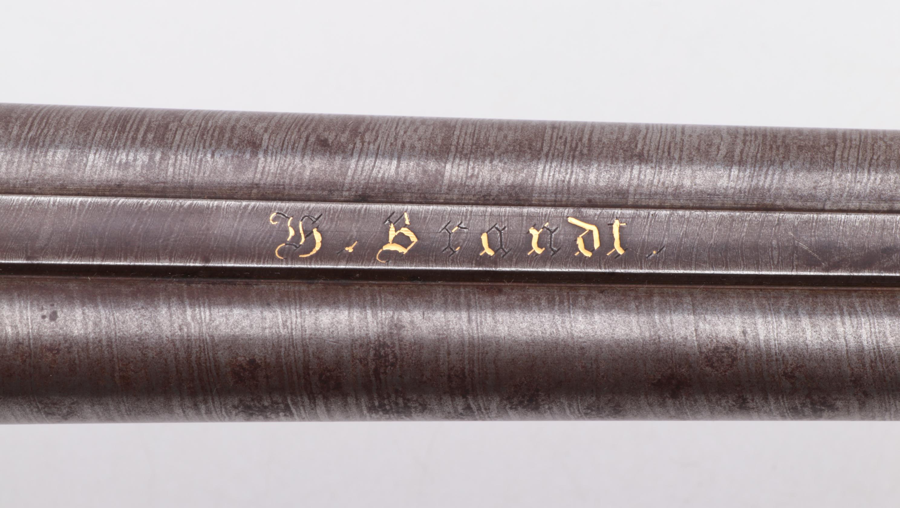 Antique Engraved Twist Steel Side-by-Side Pinfire Double Barrel Shotgun