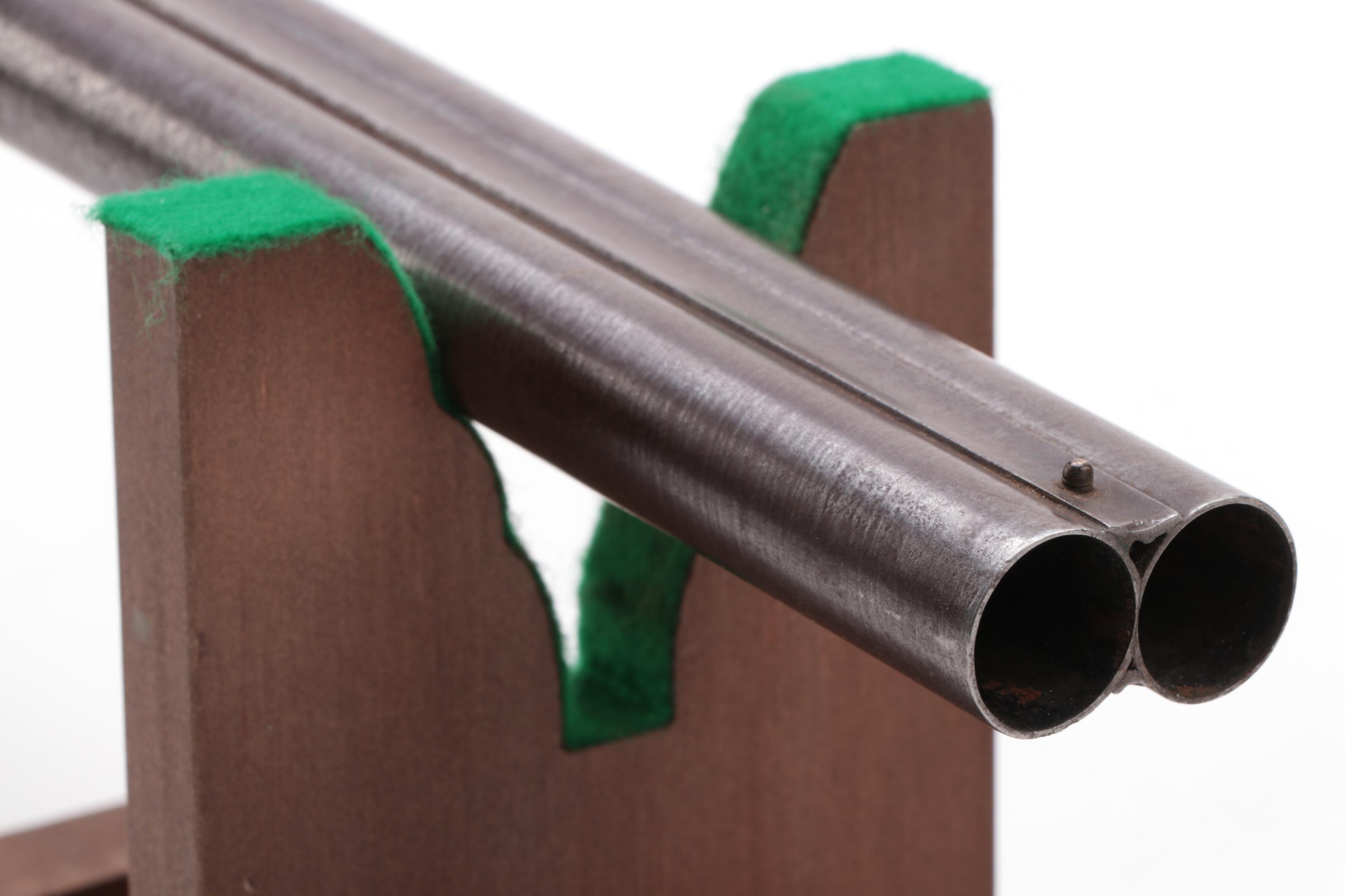 Antique Engraved Twist Steel Side-by-Side Pinfire Double Barrel Shotgun