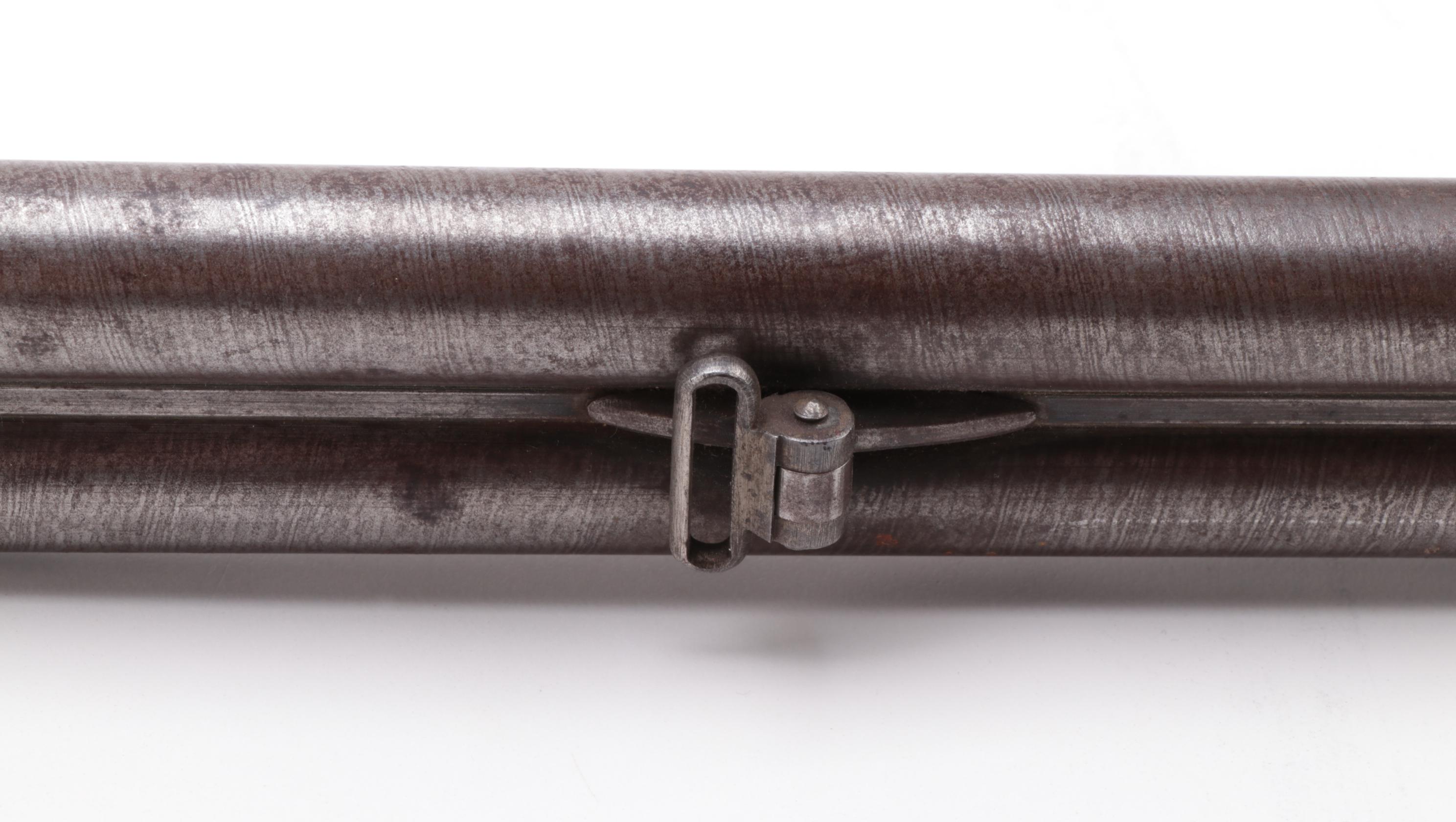 Antique Engraved Twist Steel Side-by-Side Pinfire Double Barrel Shotgun