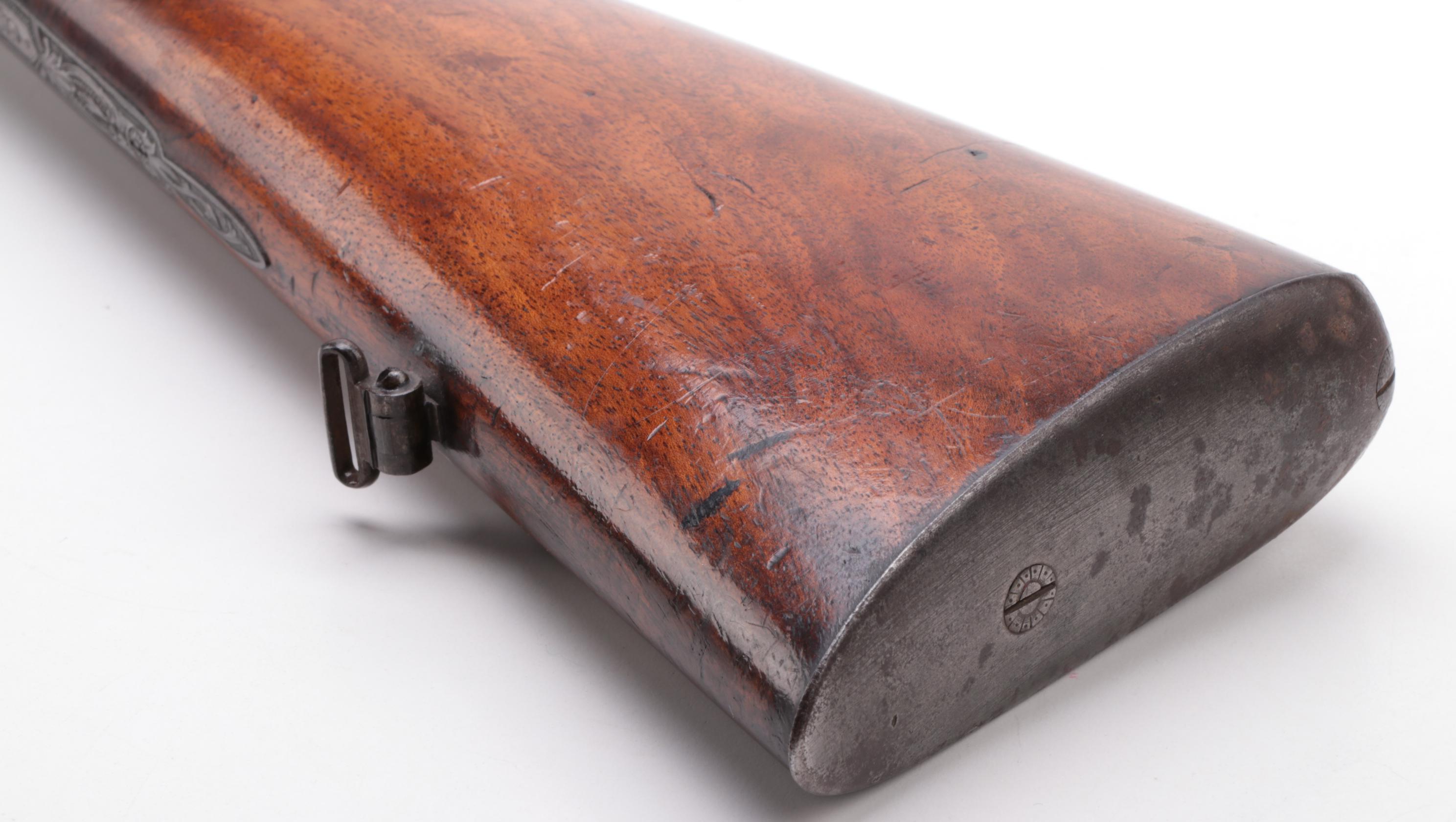 Antique Engraved Twist Steel Side-by-Side Pinfire Double Barrel Shotgun