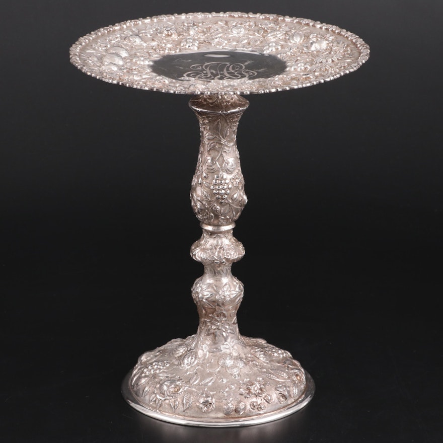 Loring Andrews of Cincinnati Repoussé Sterling Silver Compote, Early 20th C.