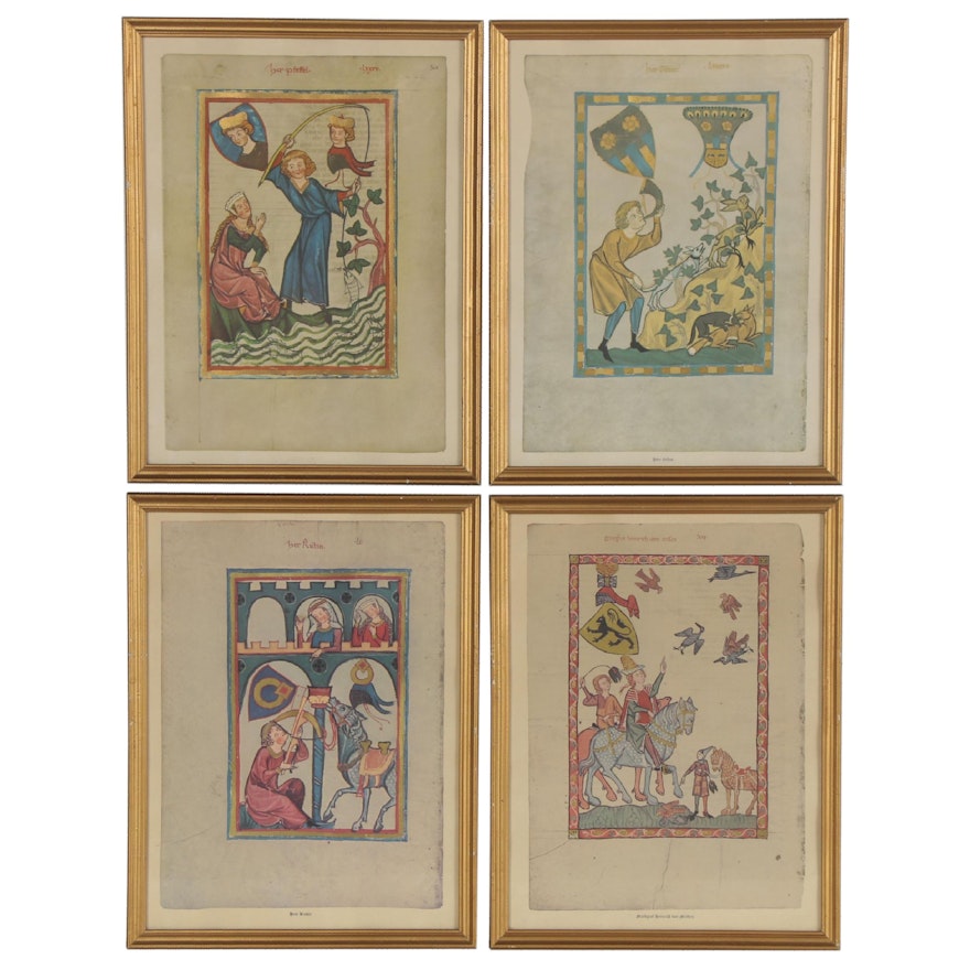 Offset Lithographs after Illustrations from Medieval Manuscript "Codex Manesse"