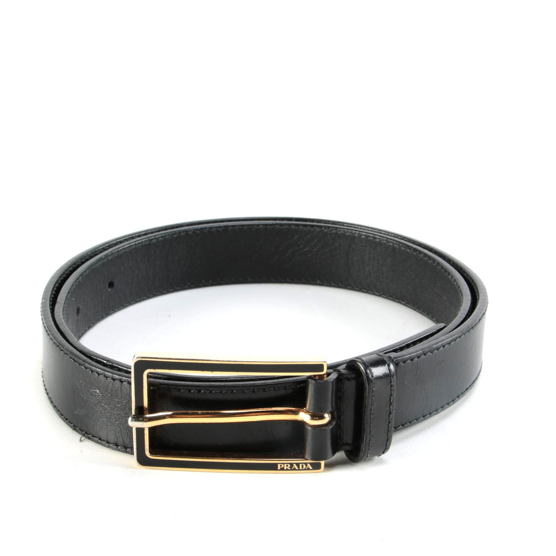Prada 1701 Black Leather Belt