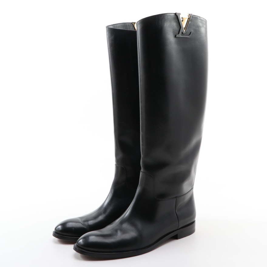 Louis Vuitton Heritage Riding Boots in Smooth Black Leather