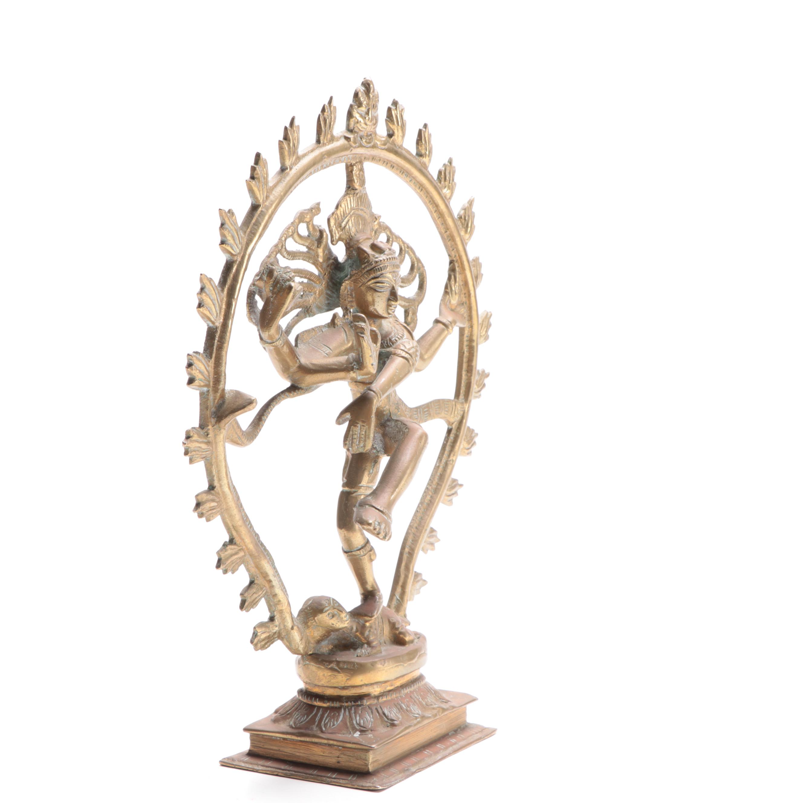 Nataraja, Shiva Cosmic Dancer Brass Statue, Late 20th Century