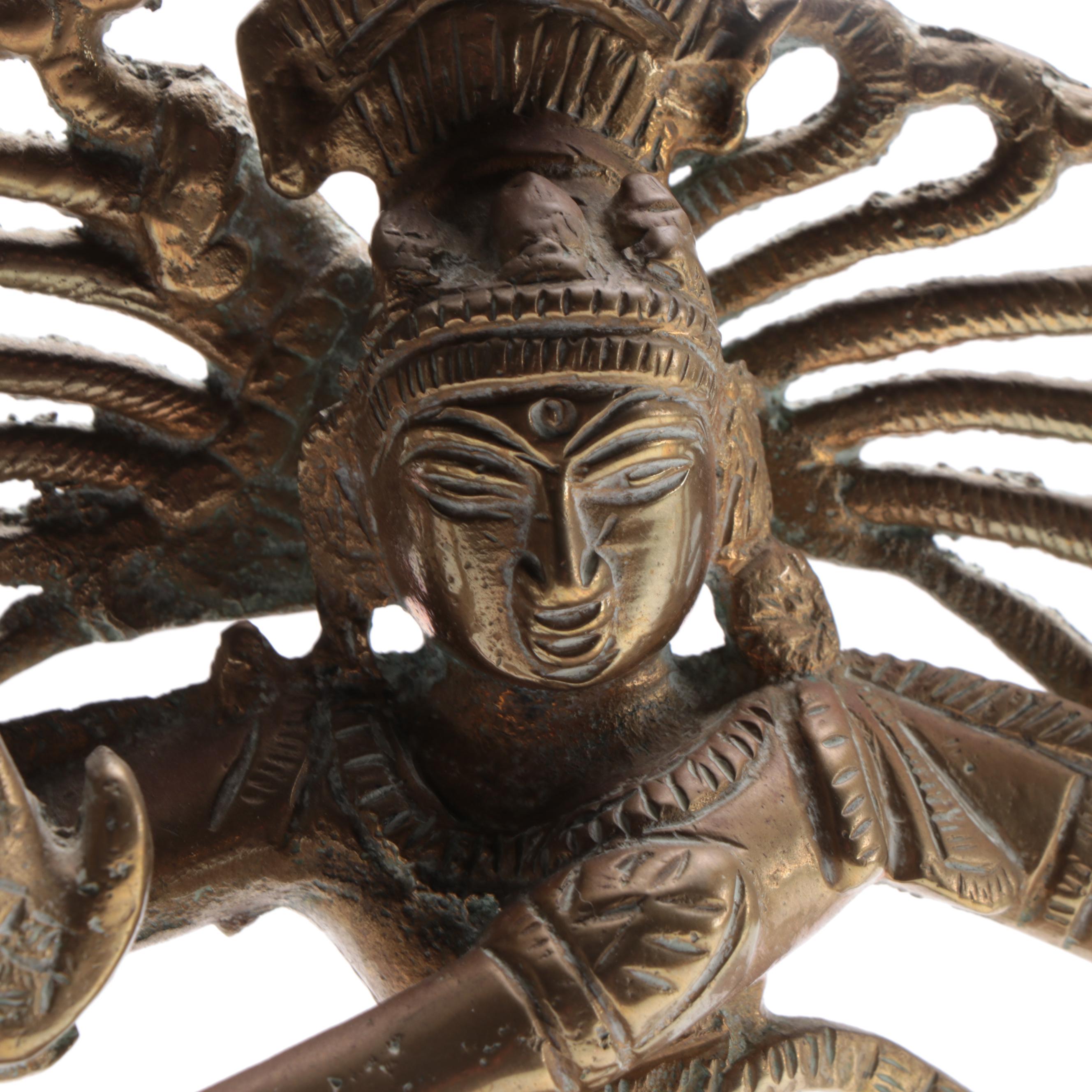 Nataraja, Shiva Cosmic Dancer Brass Statue, Late 20th Century