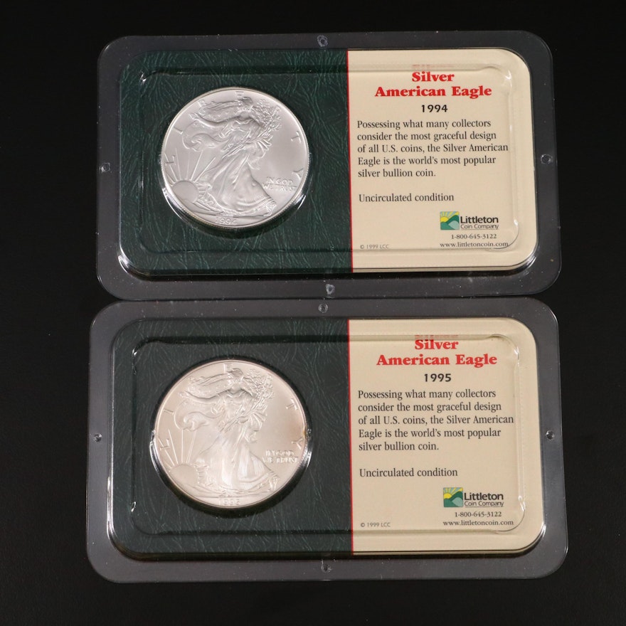American Silver Eagle Bullion Dollar Coins, 1994 and 1995