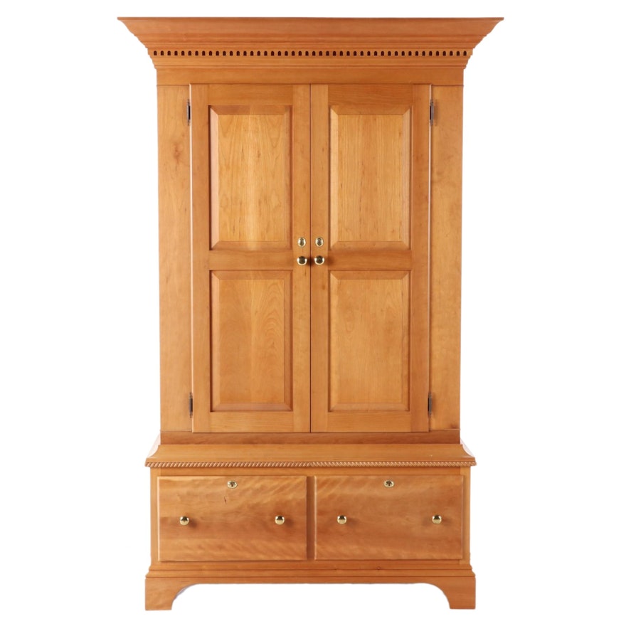 Bench-Made Federal Style Cherrywood Wardrobe, dated 1990
