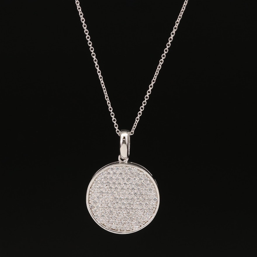 Sterling Pavé Cubic Zirconia Disk Necklace