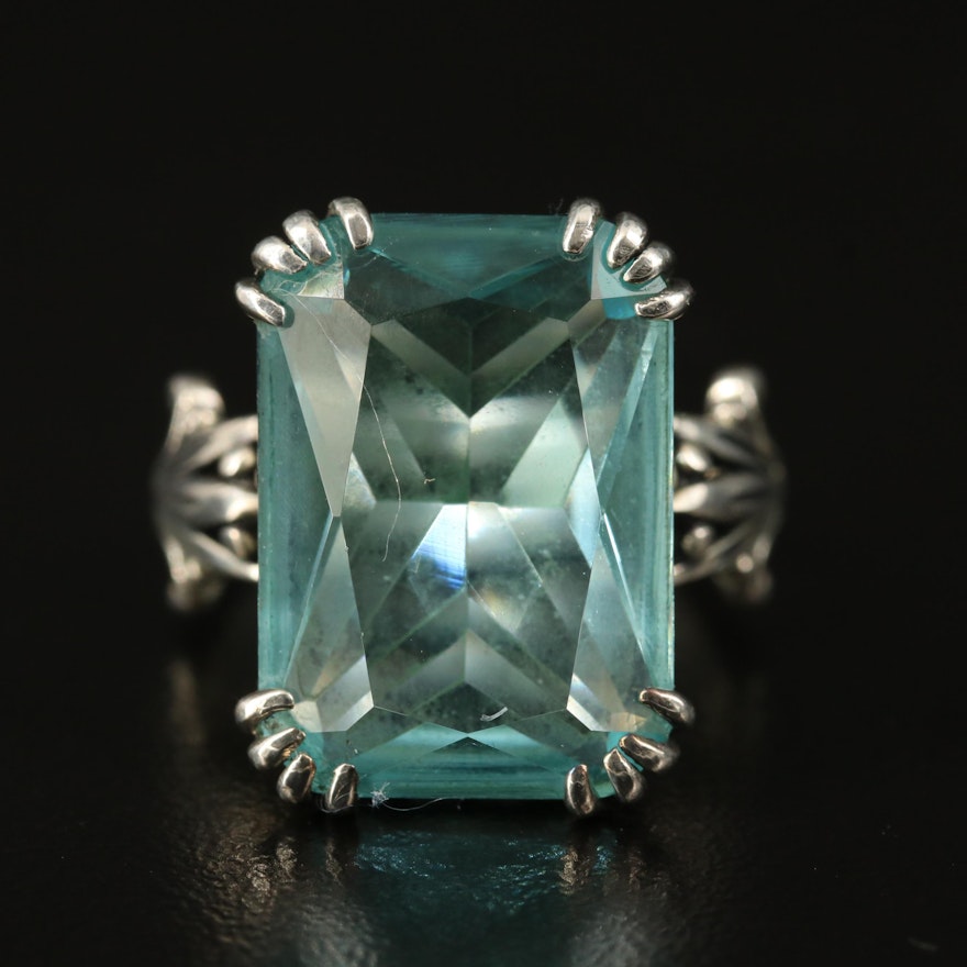 Sterling Glass Statement Scrollwork Ring
