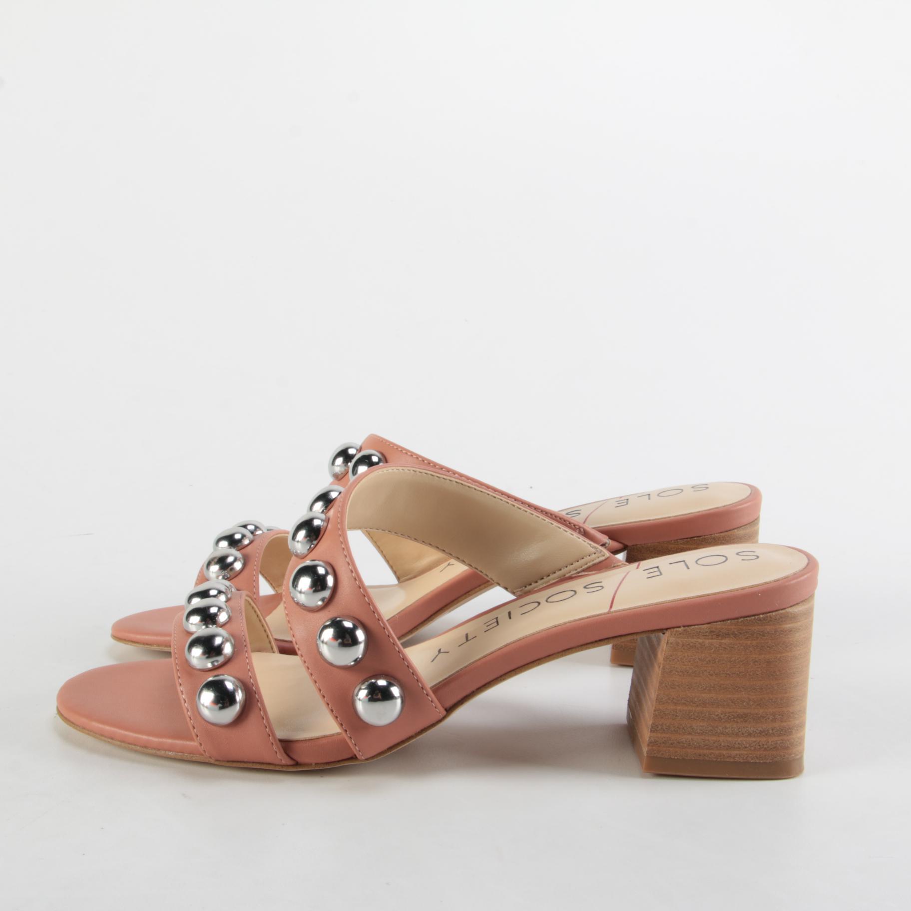 Sole Society Sasandra Studded Vegan Leather Sandals in Spanish Tile