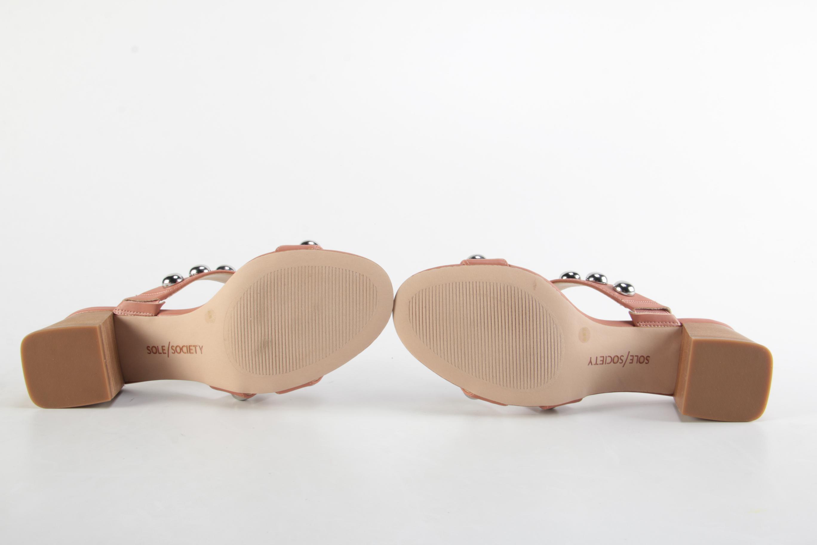 Sole Society Sasandra Studded Vegan Leather Sandals in Spanish Tile