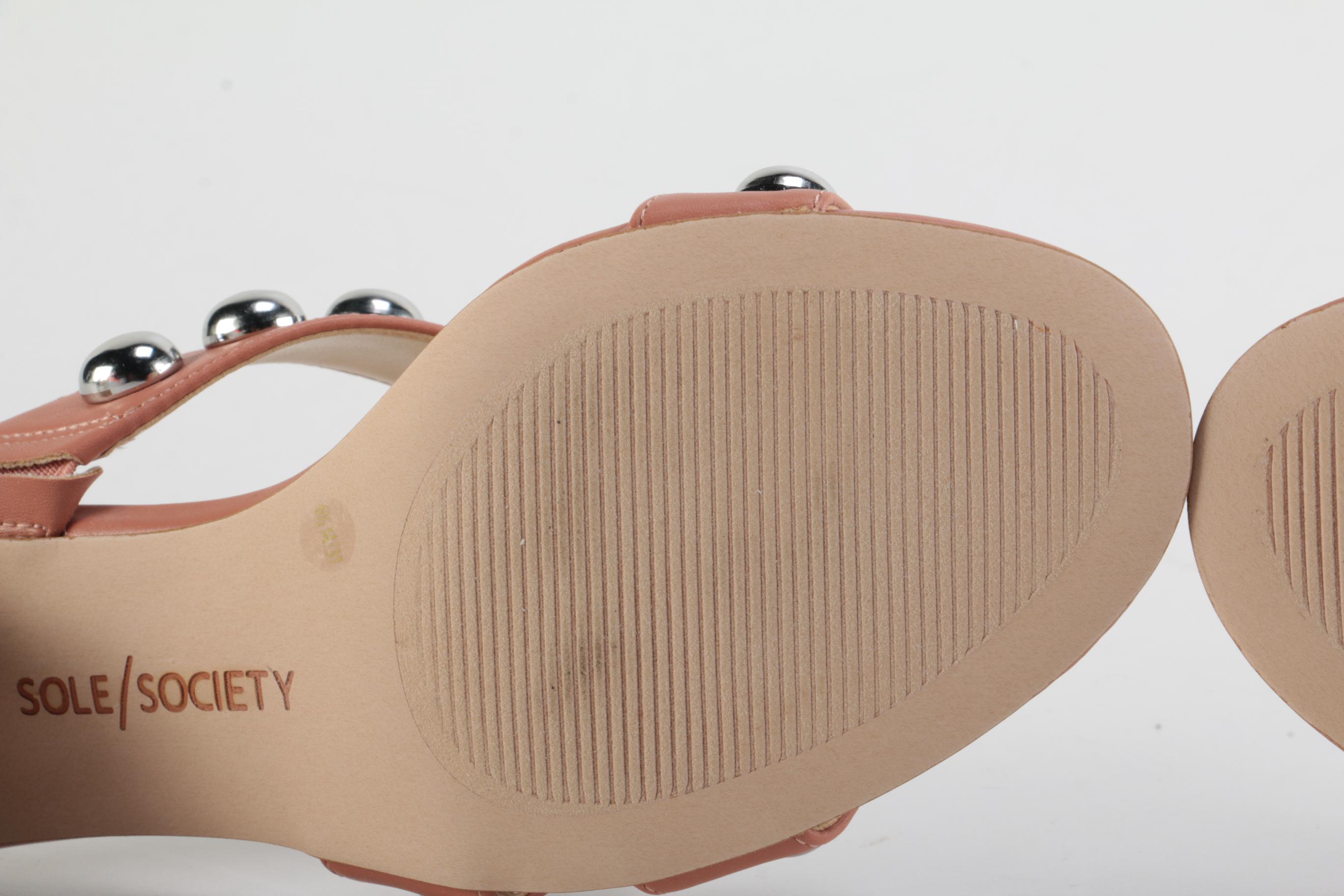 Sole Society Sasandra Studded Vegan Leather Sandals in Spanish Tile