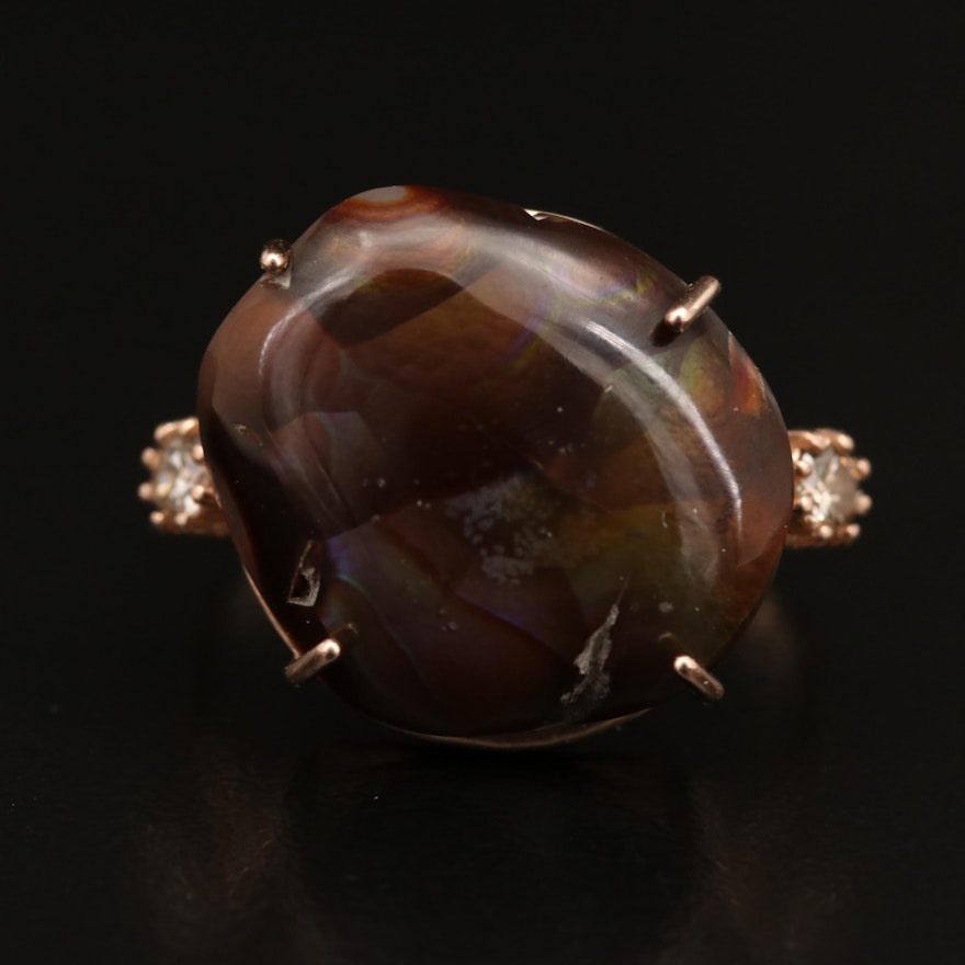 14K Agate and Diamond Ring