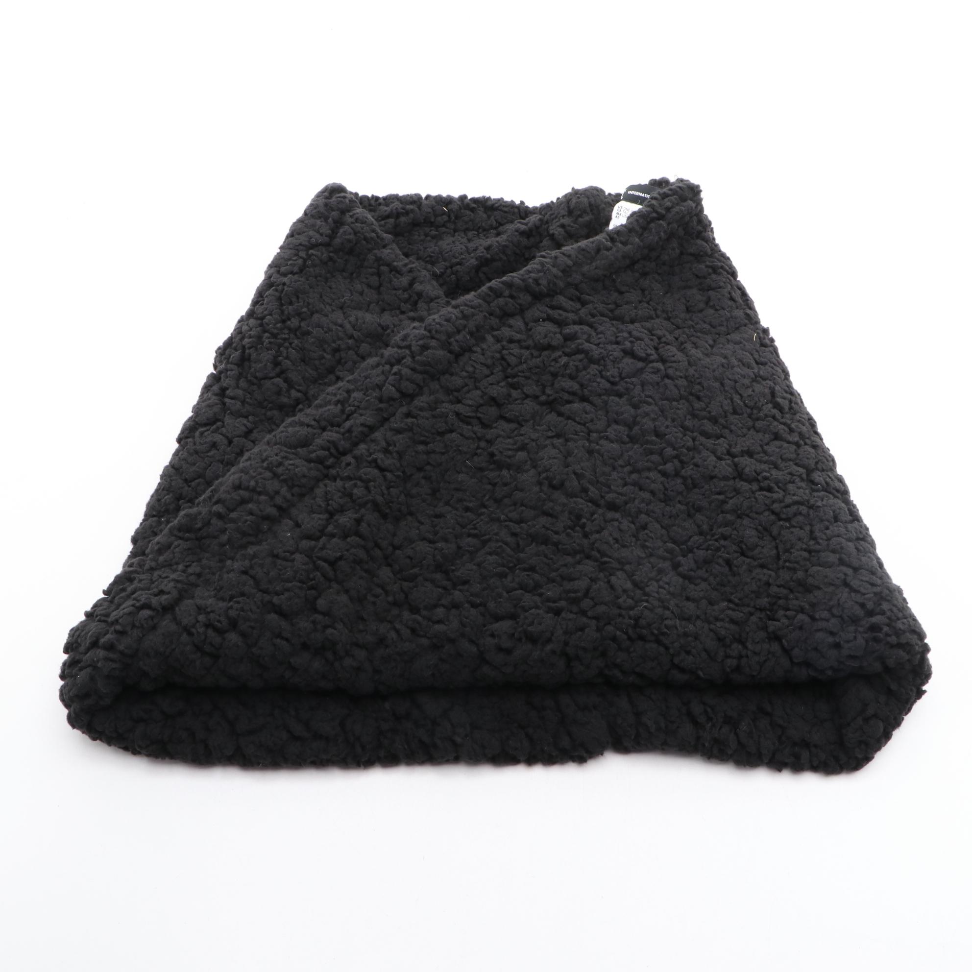 INC International Concepts Black Faux Fur Infinity Cowl and Beanie