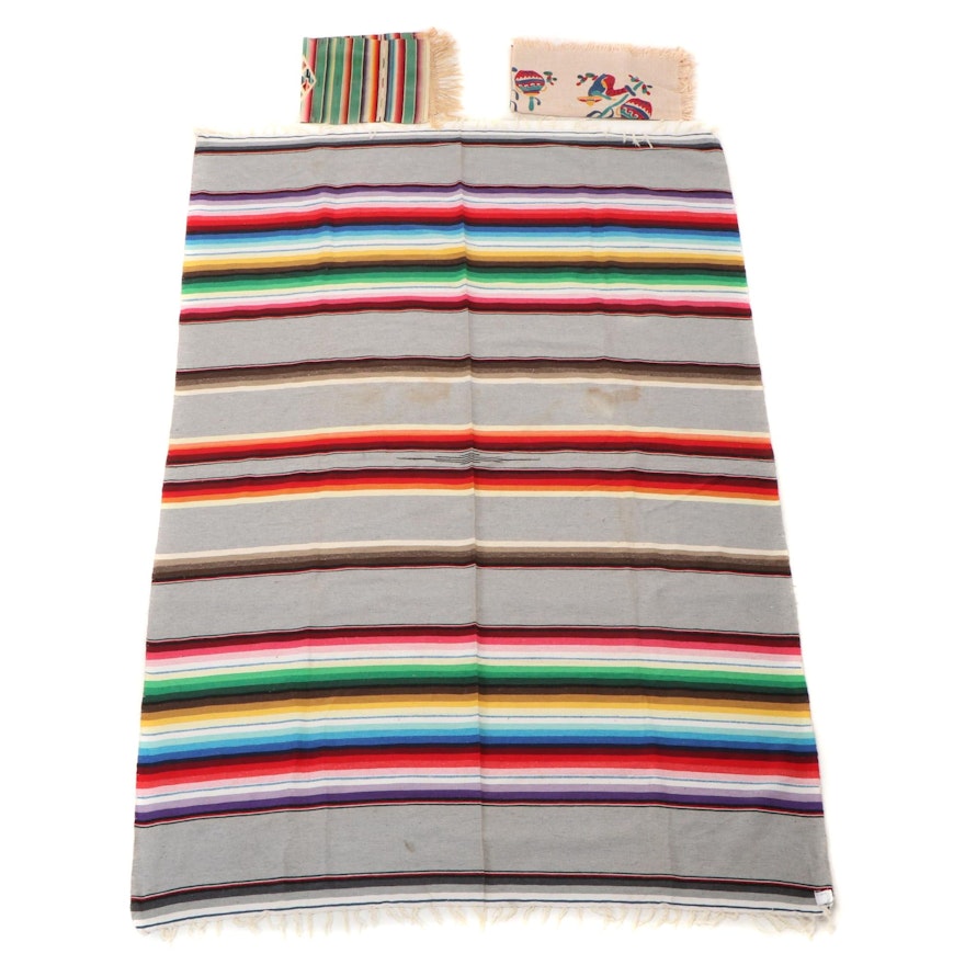 El Paso Saddle Blanket, Co. Handwoven Sarape with Other Decorative Textiles