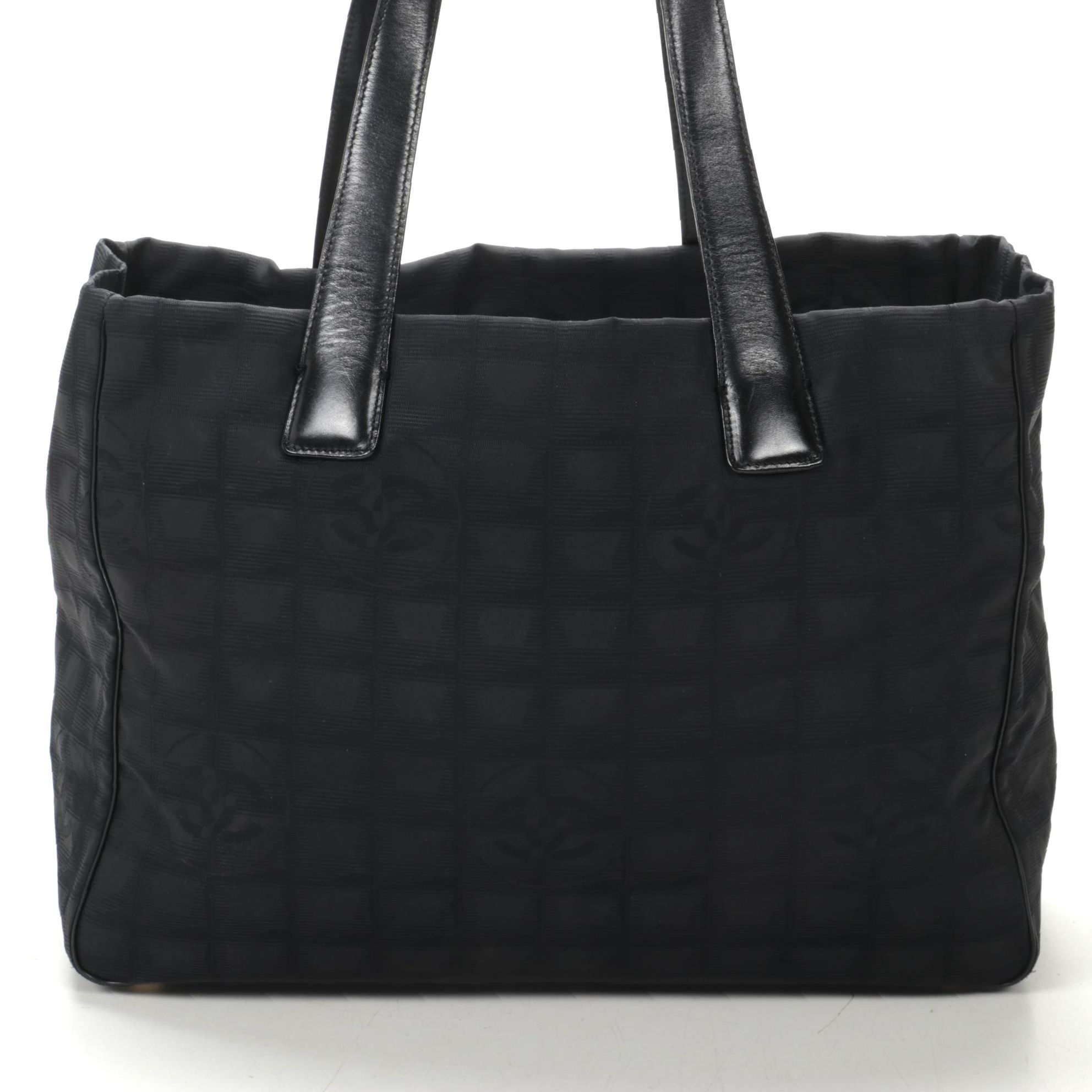 Chanel Travel Line Tote in Black CC Nylon Jacquard and Leather