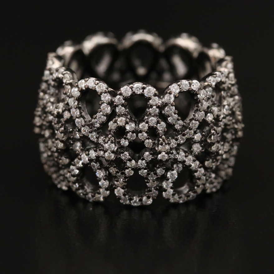 Sterling Silver Openwork Wide Band