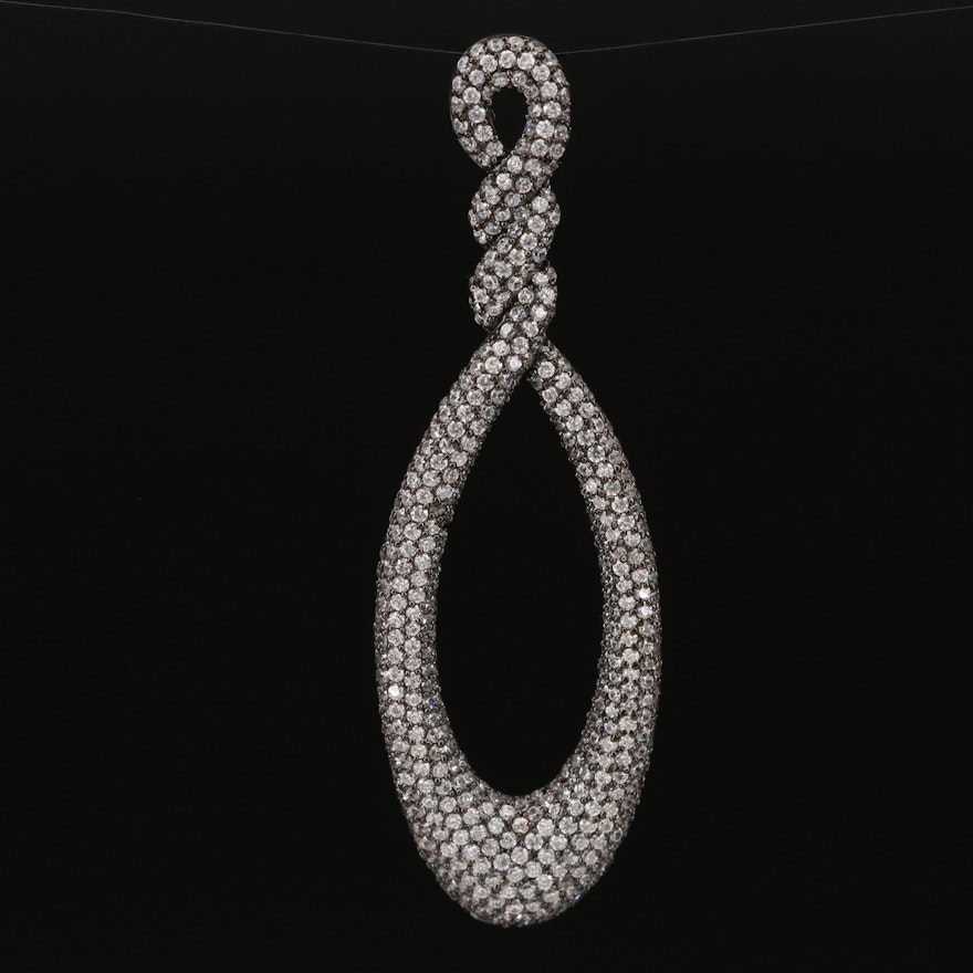 Sterling Silver Cubic Zirconia Twist Pendant