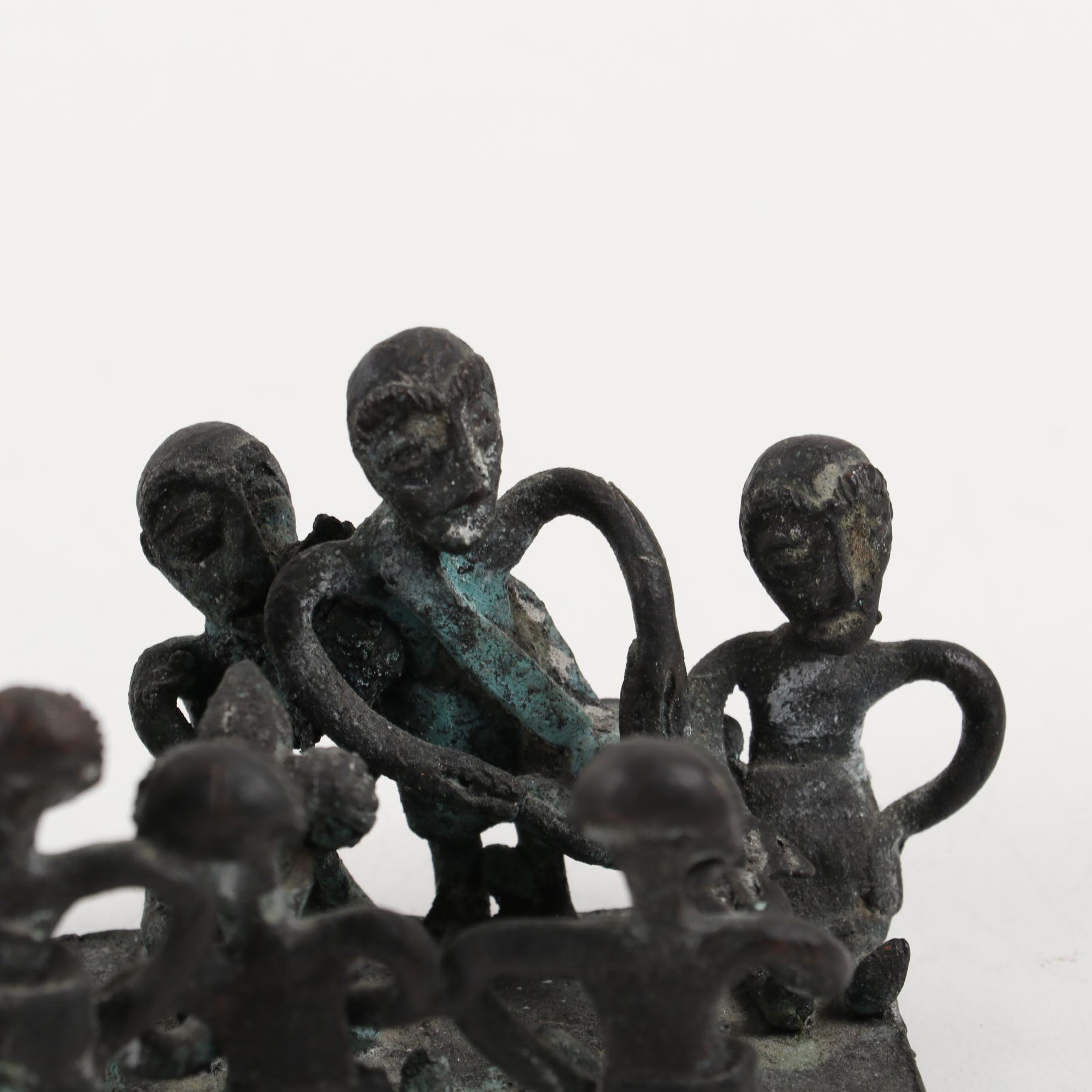 Asante Style Brass Figural Sculpture of a Royal Court, Ghana