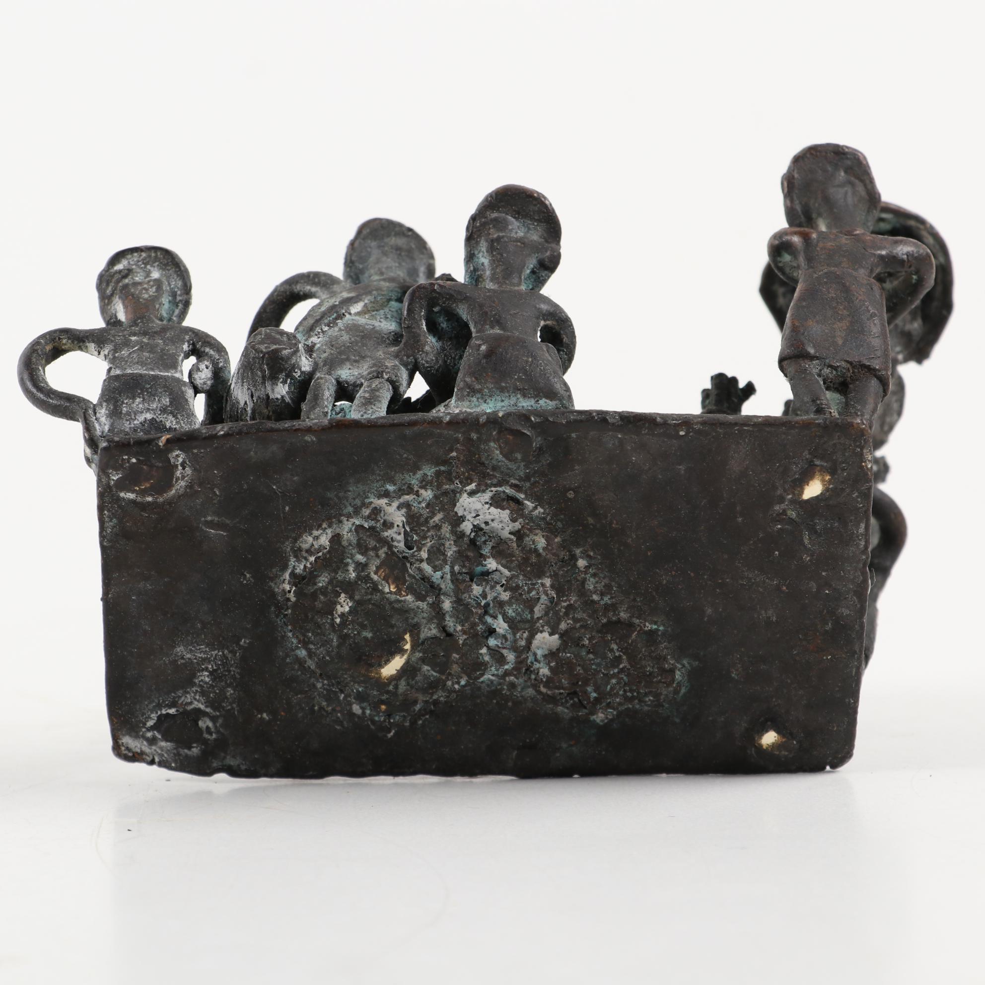 Asante Style Brass Figural Sculpture of a Royal Court, Ghana