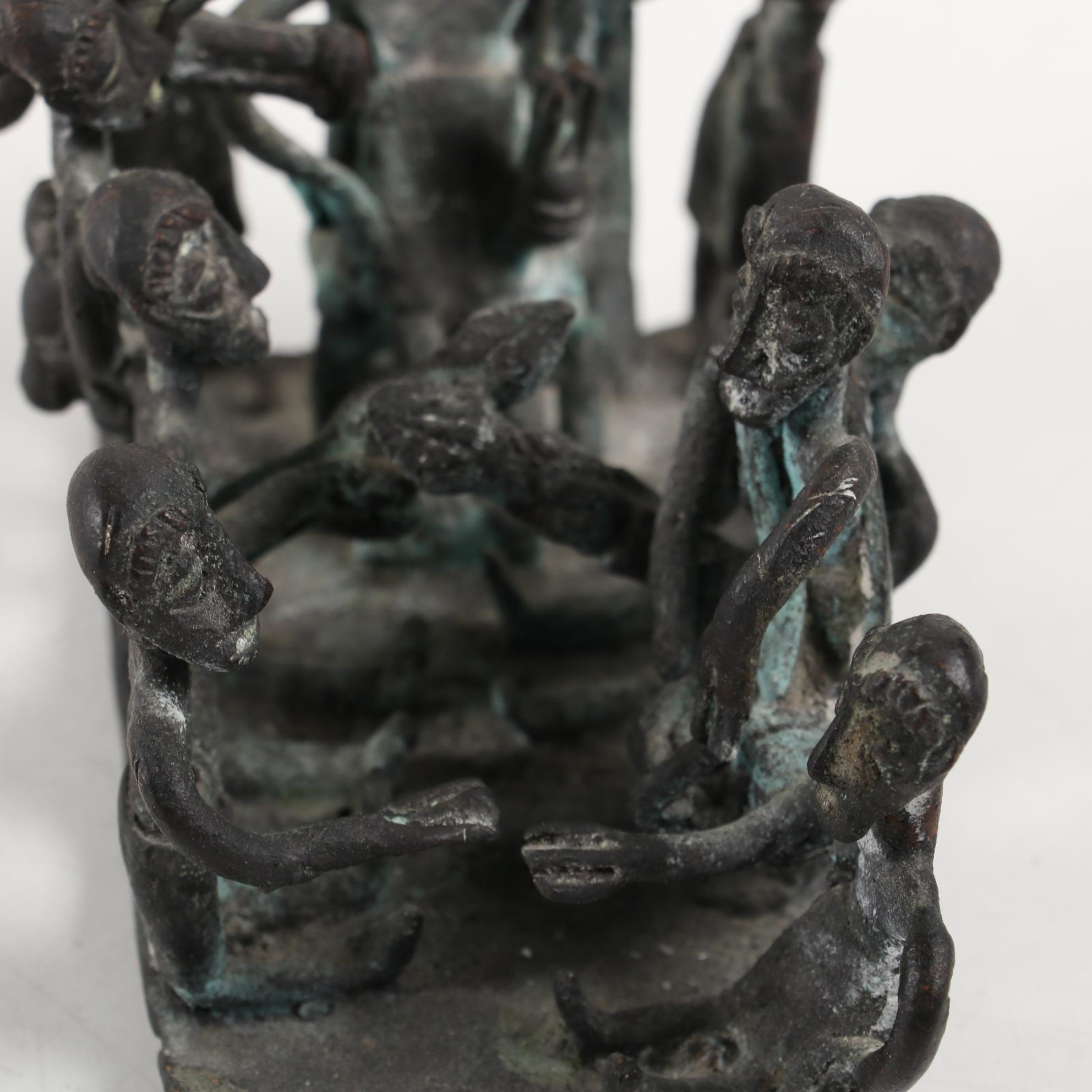Asante Style Brass Figural Sculpture of a Royal Court, Ghana