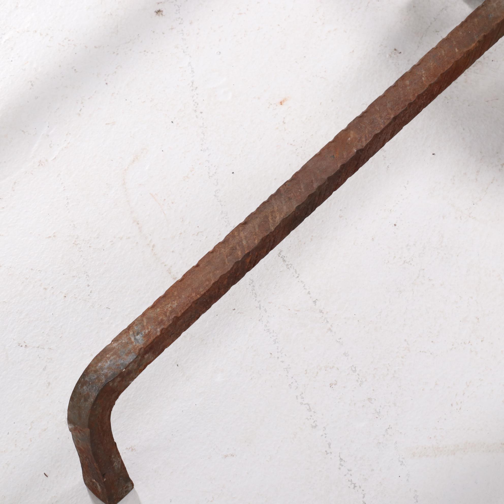 Hand-Forged Iron, Steel, and Brass Fireplace Andirons, Late 19th/Early 20th C.