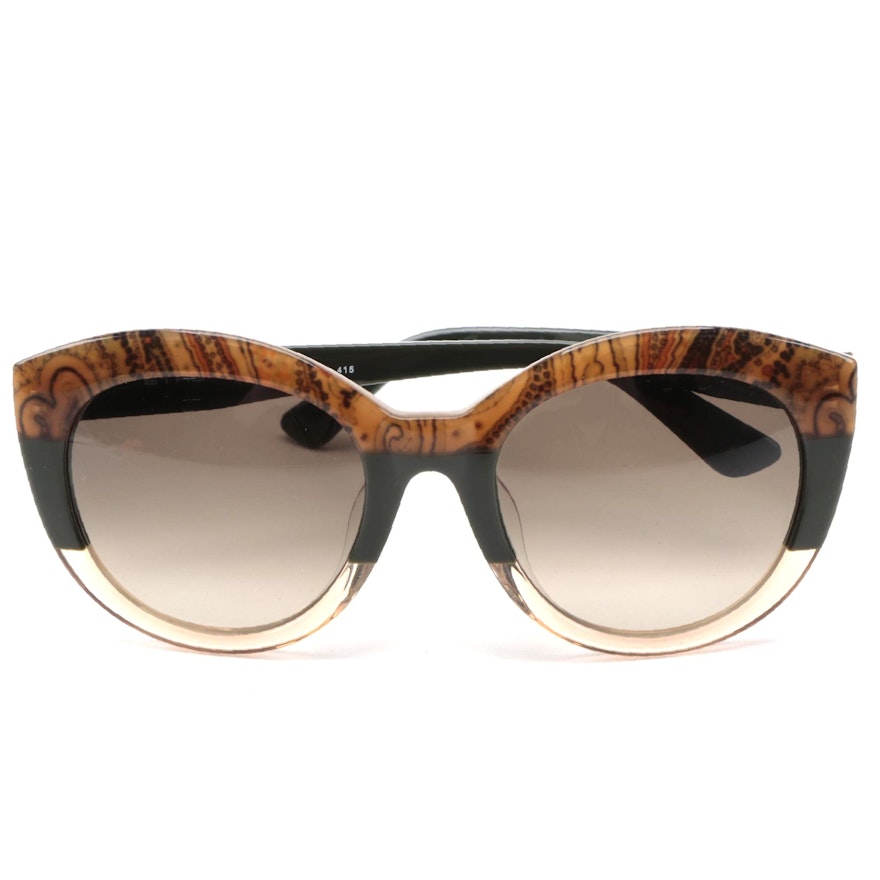 ETRO ET600SA Paisley Green Acetate Frame Sunglasses with Gradient Lenses