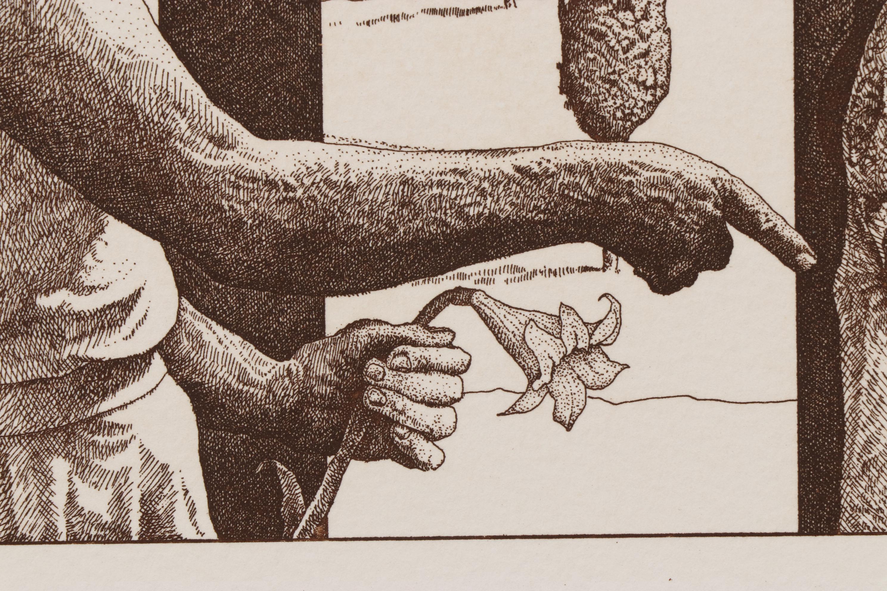 Marvin Hayes Biblical Copperplate Etching "Annunciation," 1976