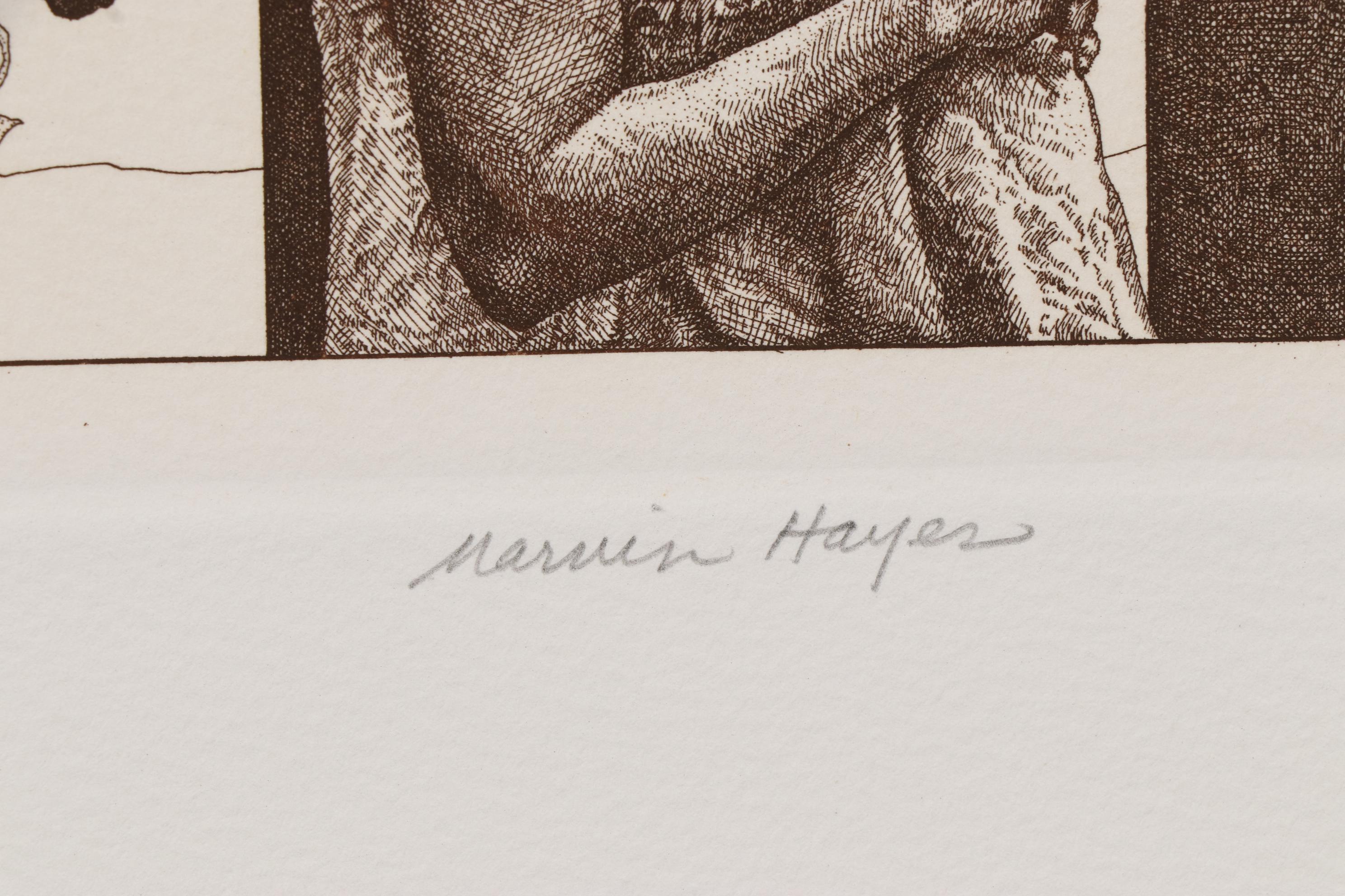 Marvin Hayes Biblical Copperplate Etching "Annunciation," 1976