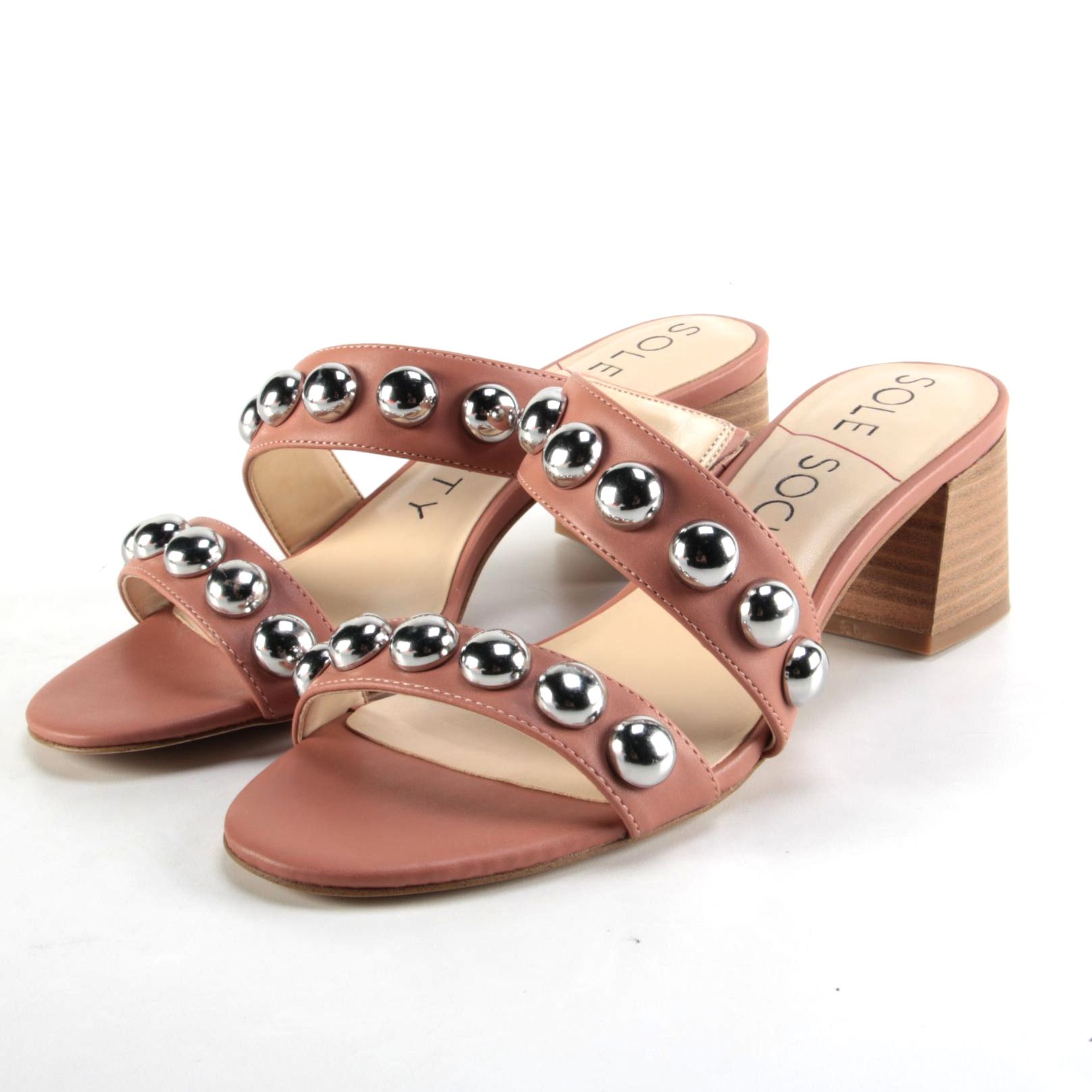 Sole Society Sasandra Studded Vegan Leather Sandals in Spanish Tile