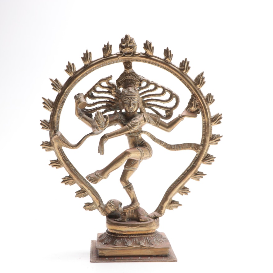 Nataraja, Shiva Cosmic Dancer Brass Statue, Late 20th Century