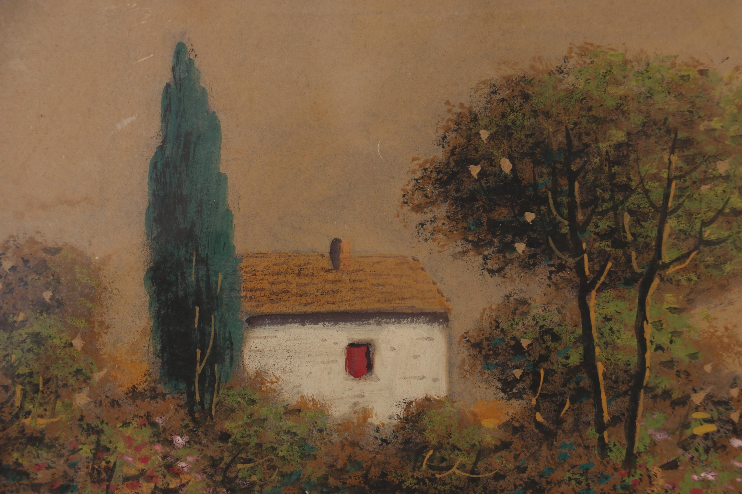 F.D. Ward Gouache Painting of Waterfront House, Early 20th Century