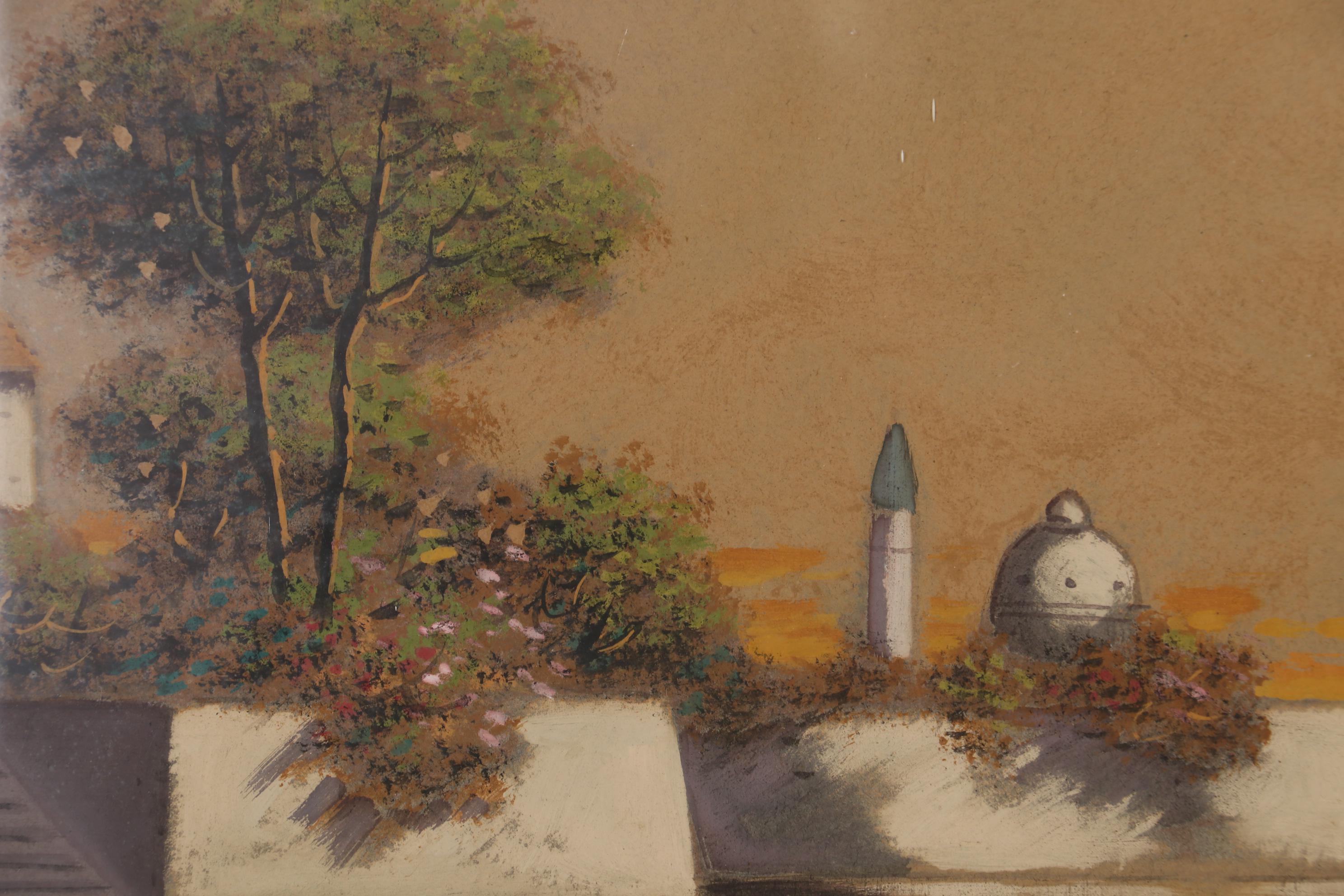 F.D. Ward Gouache Painting of Waterfront House, Early 20th Century